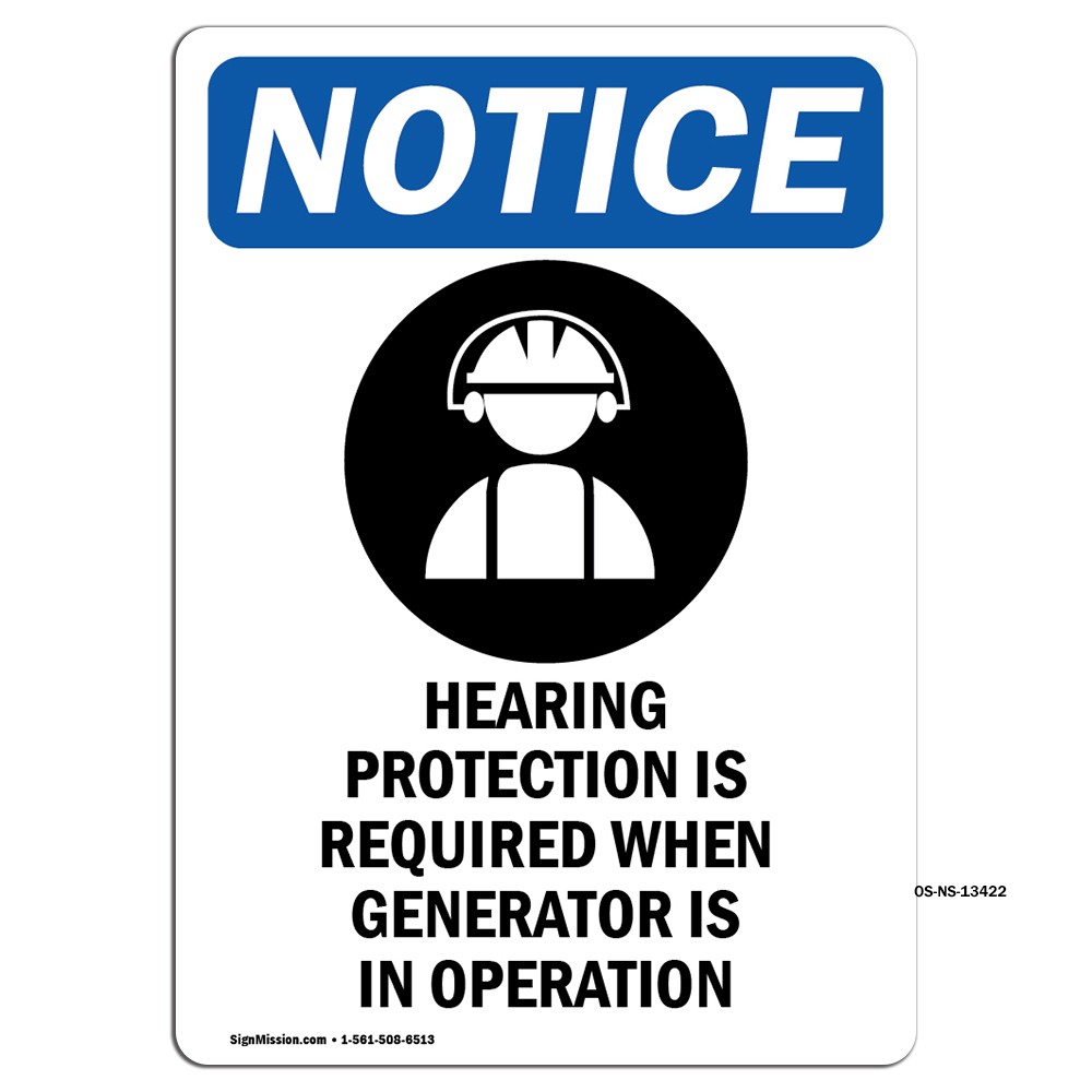 Hearing Protection With Symbol OSHA Notice Sign Metal Plastic Decal