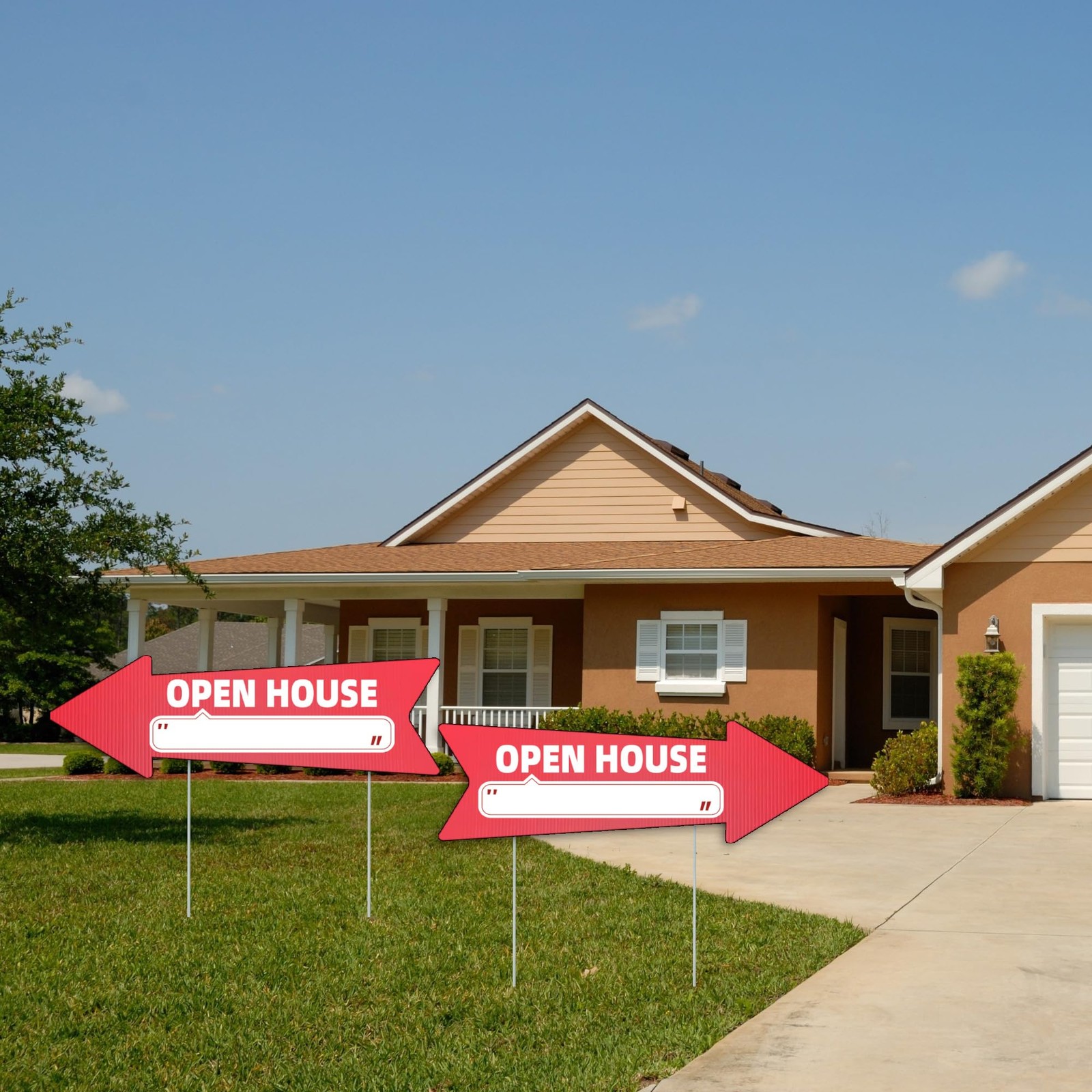 WHWHW Open House Red Arrow Yard Signs Stakes-16 x 5 In Double Sided, Open House