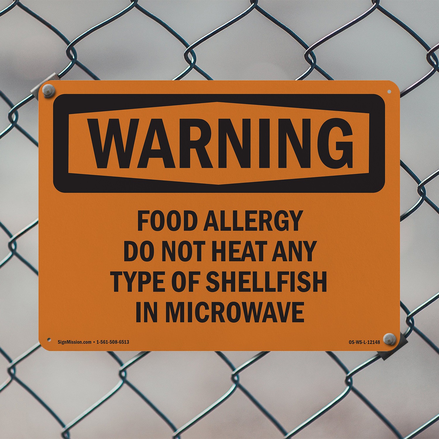 Food Allergy Do Not Heat Any Type Of Shellfish OSHA WARNING Sign – 5 or 10 Pack