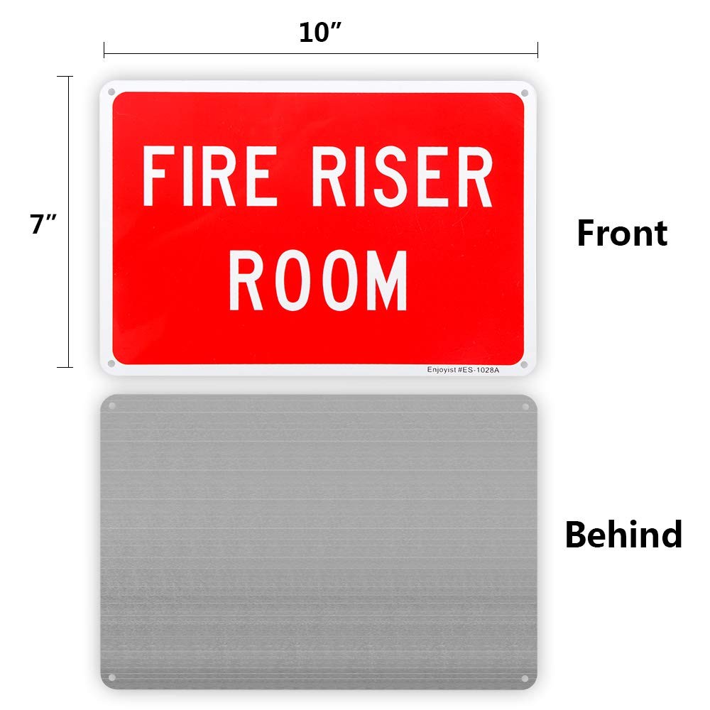 2 PCS Fire Riser Room Sign 10×7 Inch 0.04 Aluminum Reflective Weatherproof