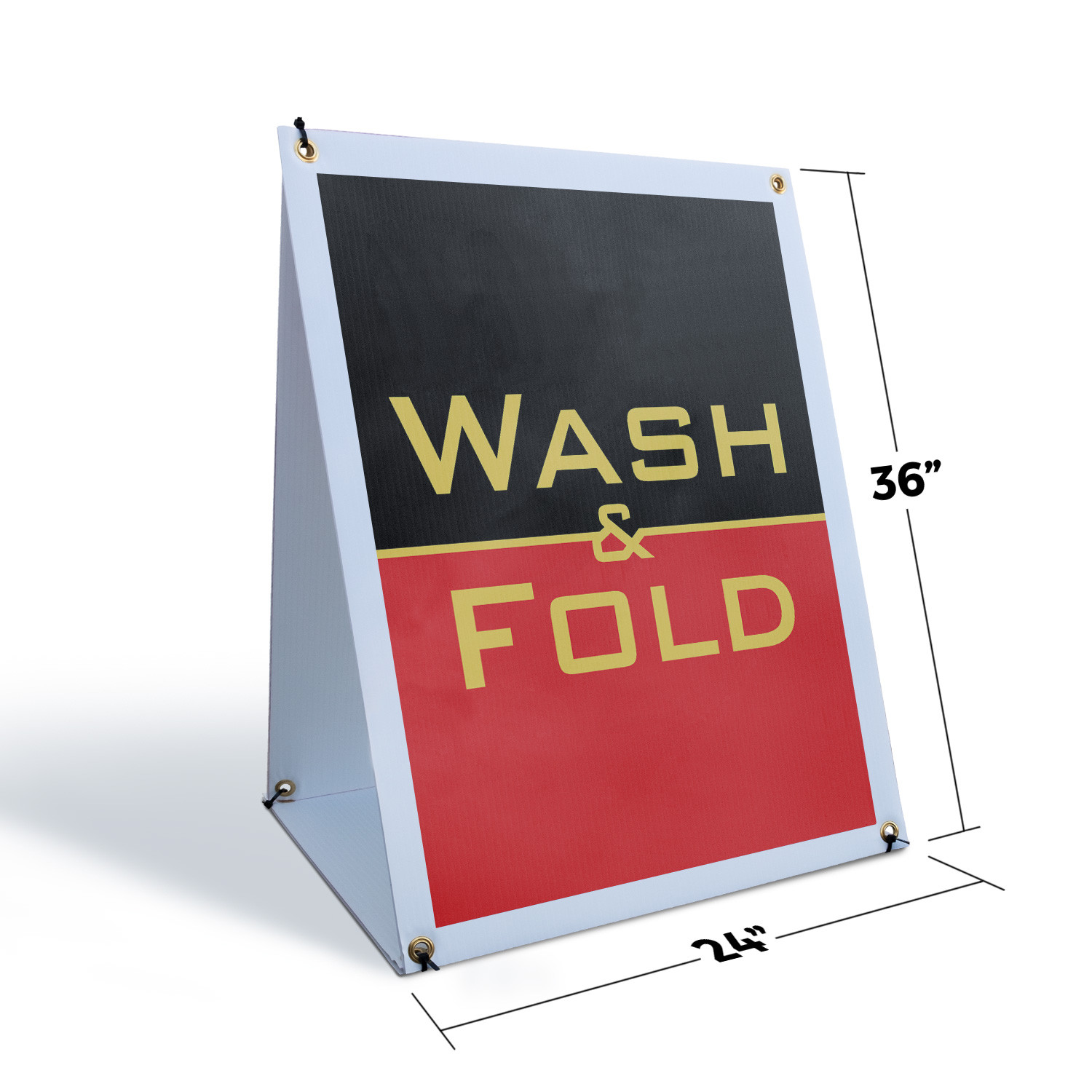 Wash And Fold A-Frame Sidewalk Sign Laundry Service Reliable Quick Clean Work