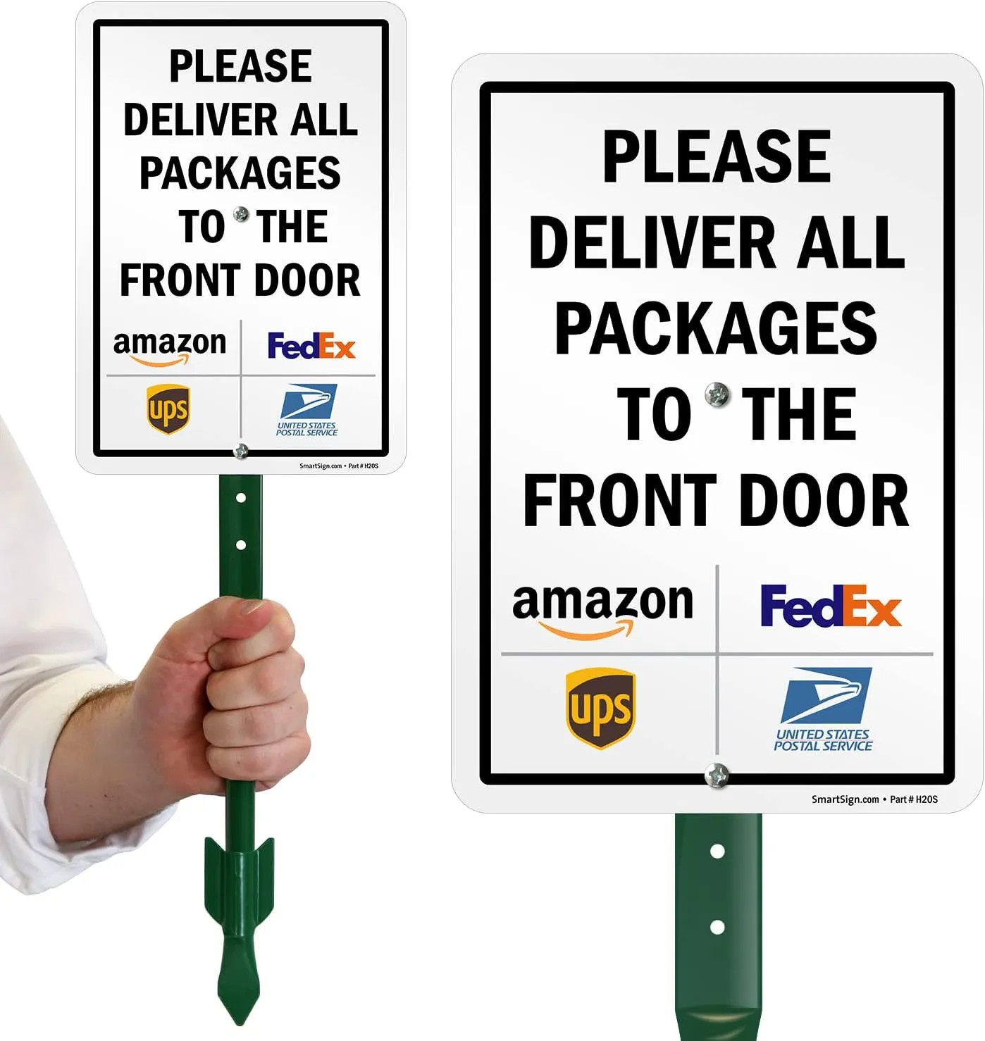 10 x 7 Inch Please Deliver Packages Front Door Yard Sign With Metal Stake Kit