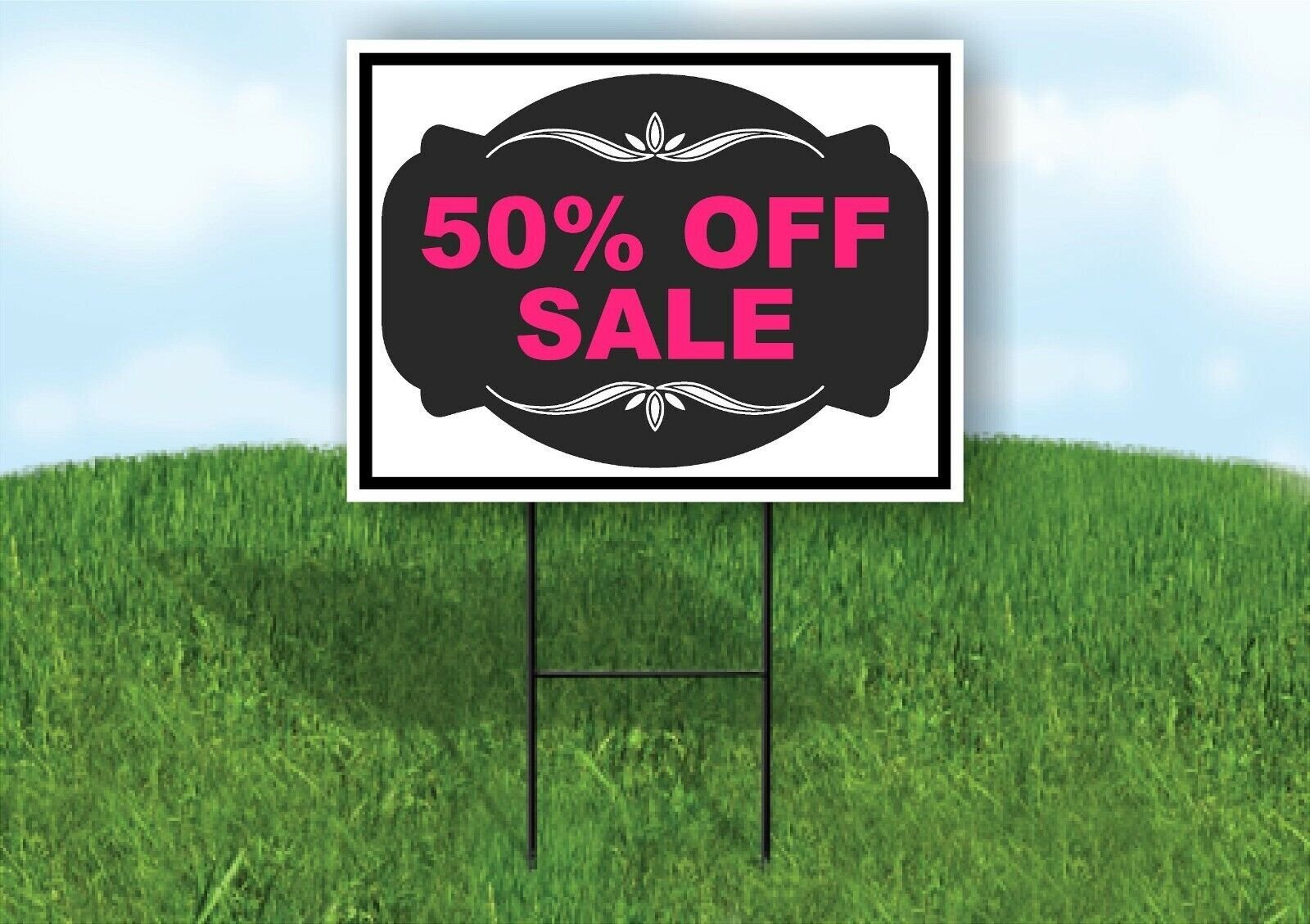 50% OFF SALE PINK TAG BLACK Yard Sign with Stand LAWN SIGN