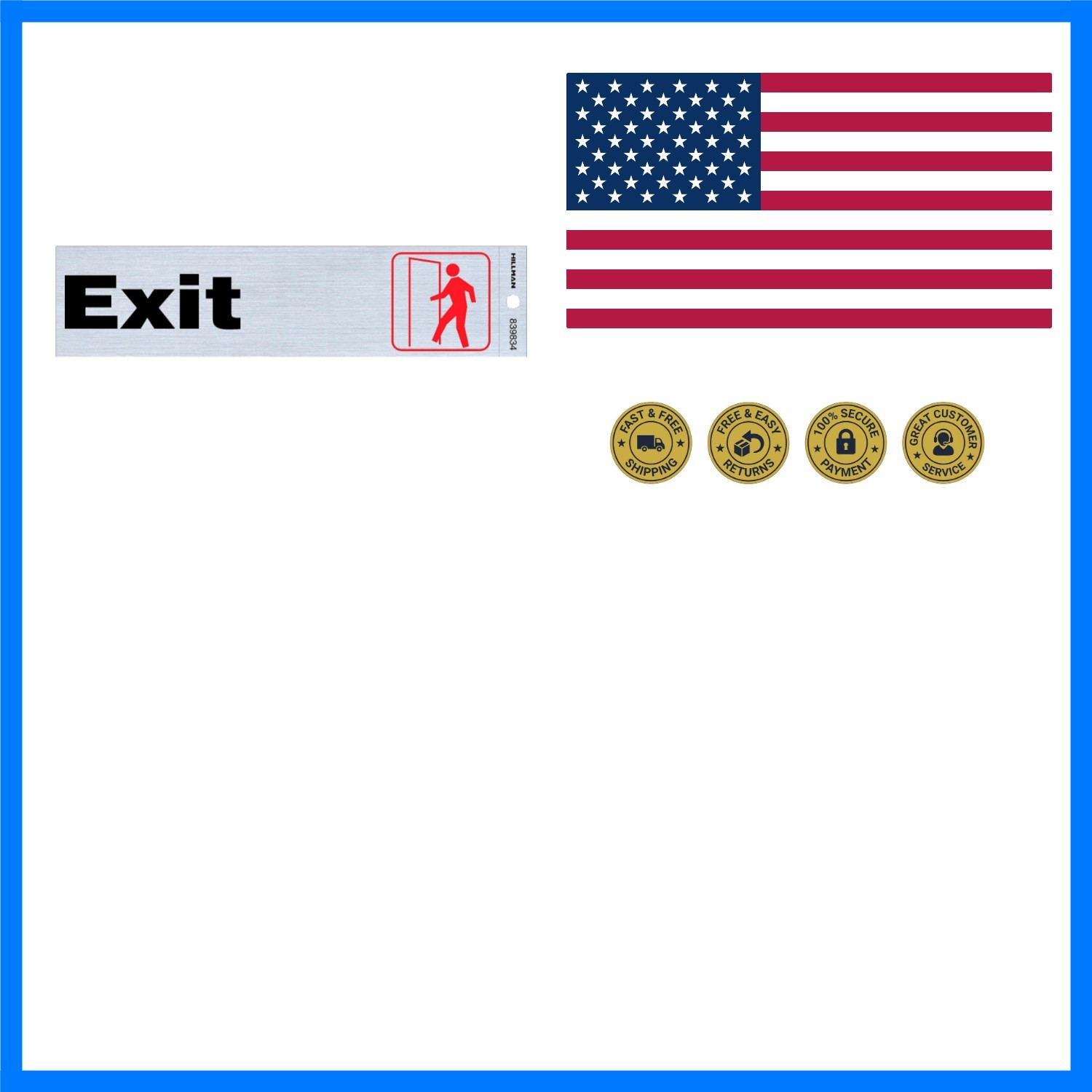 Exit Self-Adhesive Sign 2″ x 8″,Silver