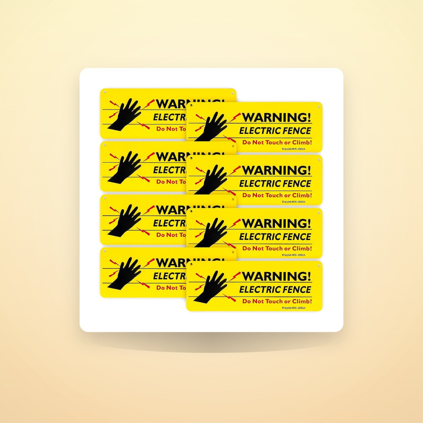 8-Pack Warning Electric Fence Safe Sign, 10″x 3.5″ Plastic Sign