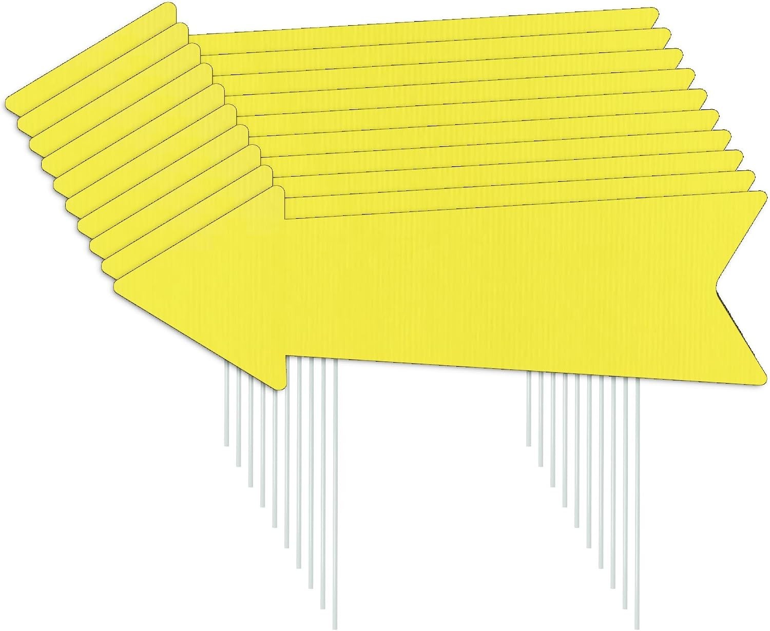 Yellow Arrow Signs with Stakes 16 x 5 Inches,This Way Directional Arrow Yard …