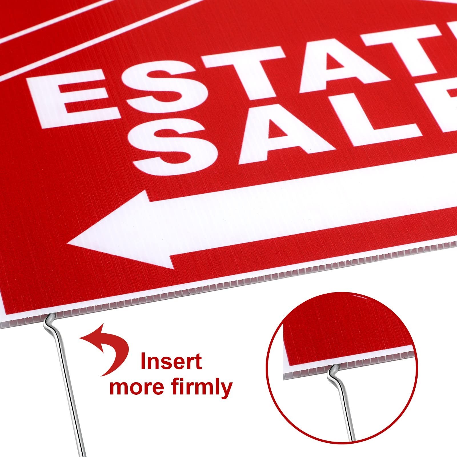 5 Pack Estate Sale Signs with Stakes – 12×16″ Double-Sided Yard Signs, Direction