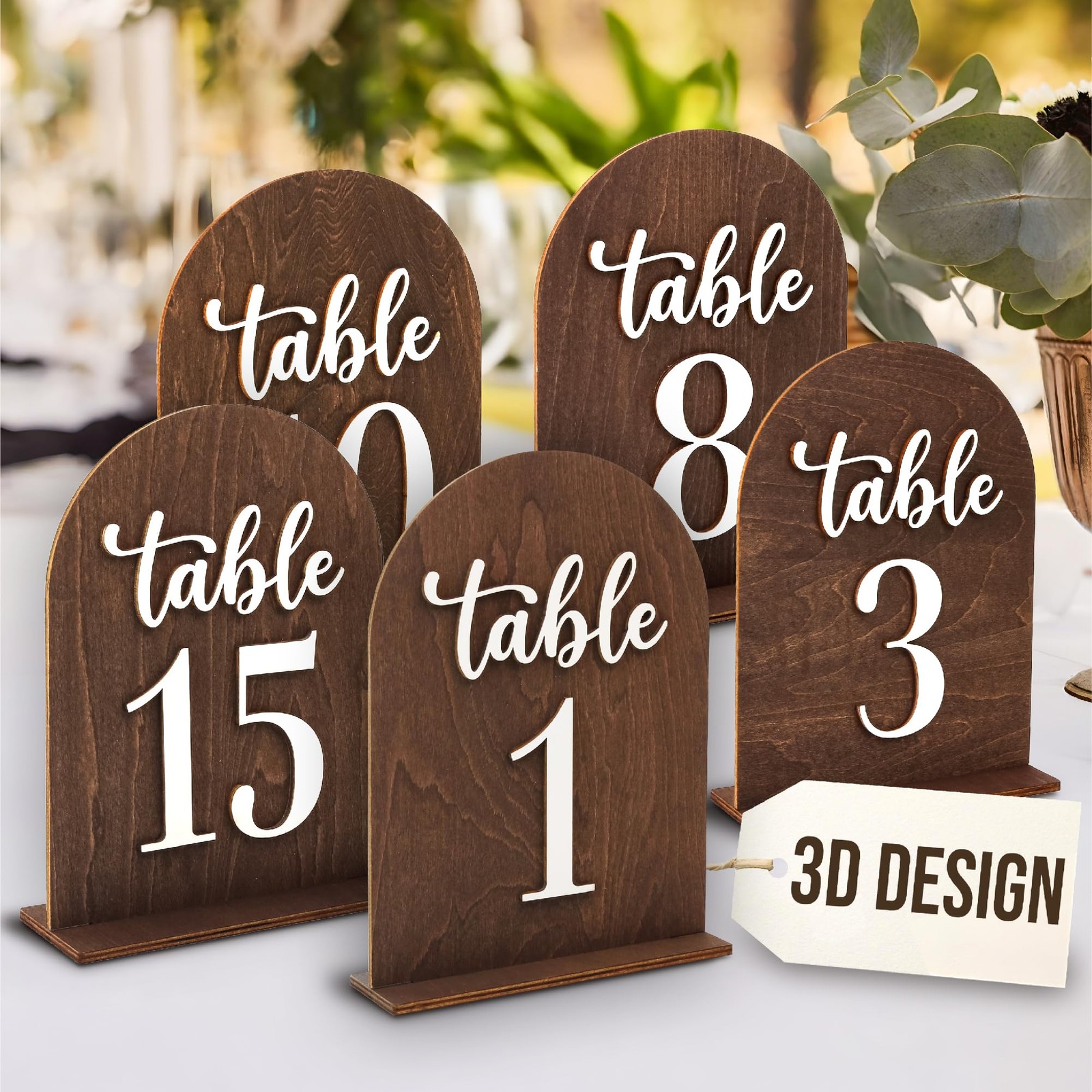Wooden Wedding Table Numbers 115 Arch Sign Centerpiece Stand Set