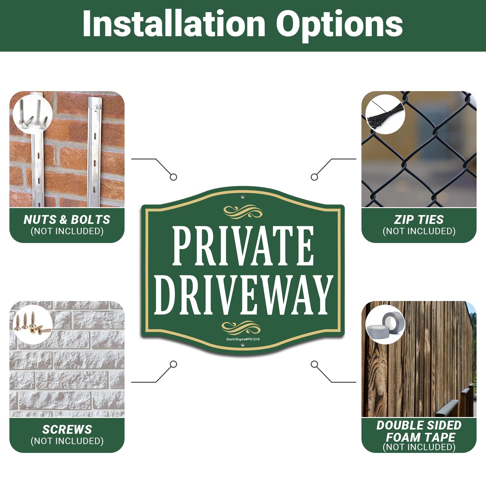 2 Pack Private Driveway Signs, Private Road/Private Drive/Driveway Sign