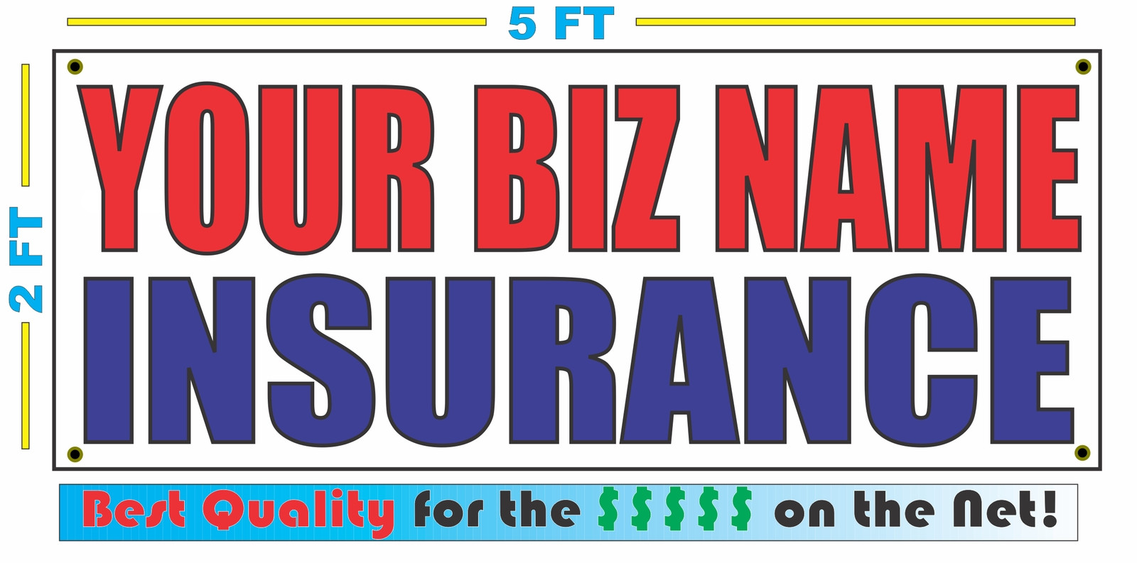 CUSTOM NAME INSURANCE Banner Sign NEW Larger Size Best Quality for the $$$