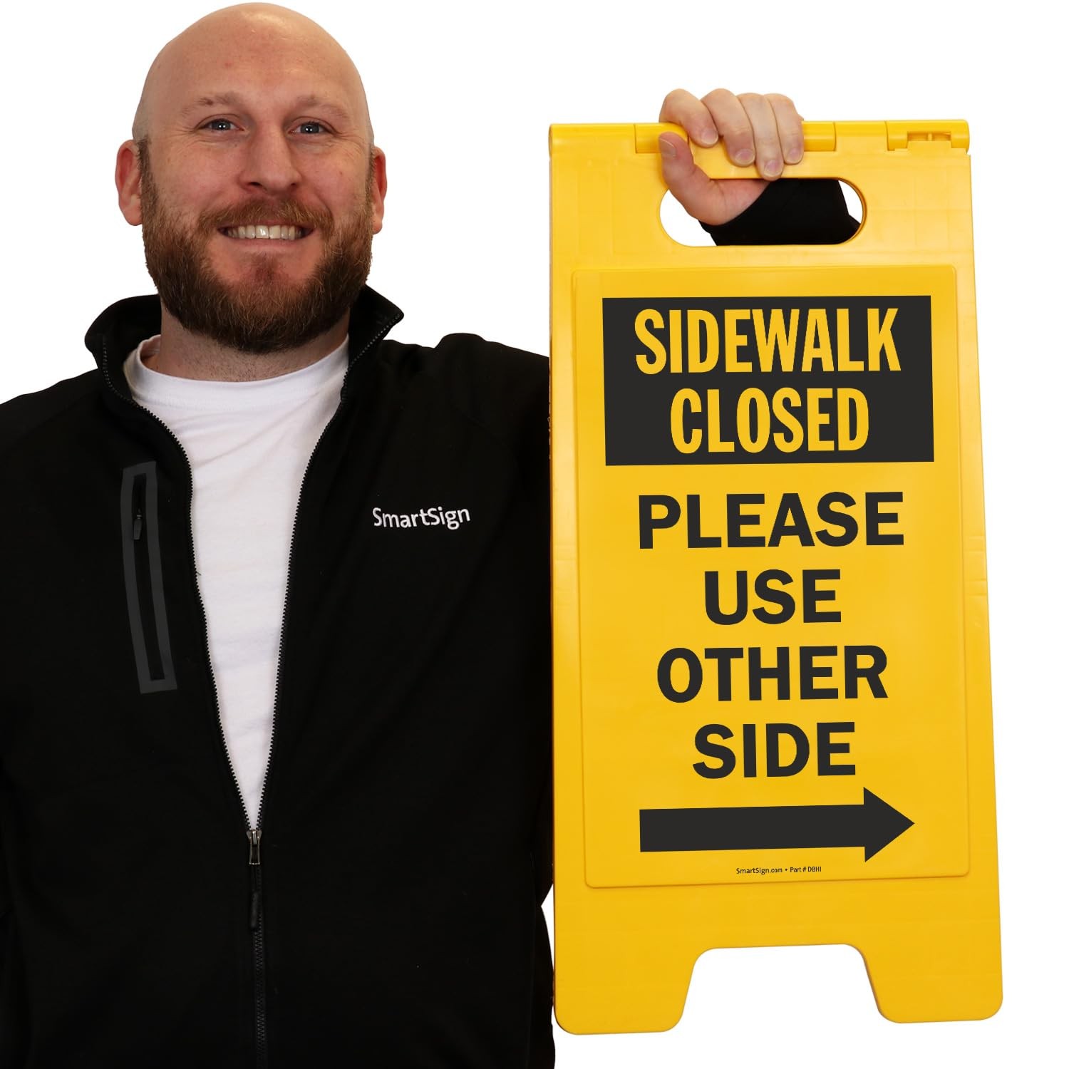 Sidewalk Closed Please Use Other Side Folding Floor Sign 25×12 Inch Plastic