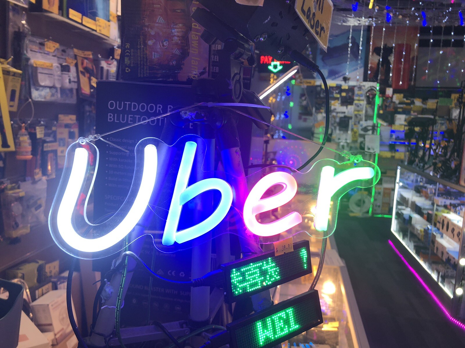 LED NEON U B E R SIGN Light Handmade Visual Artwork Hanging Lamp With Adapter