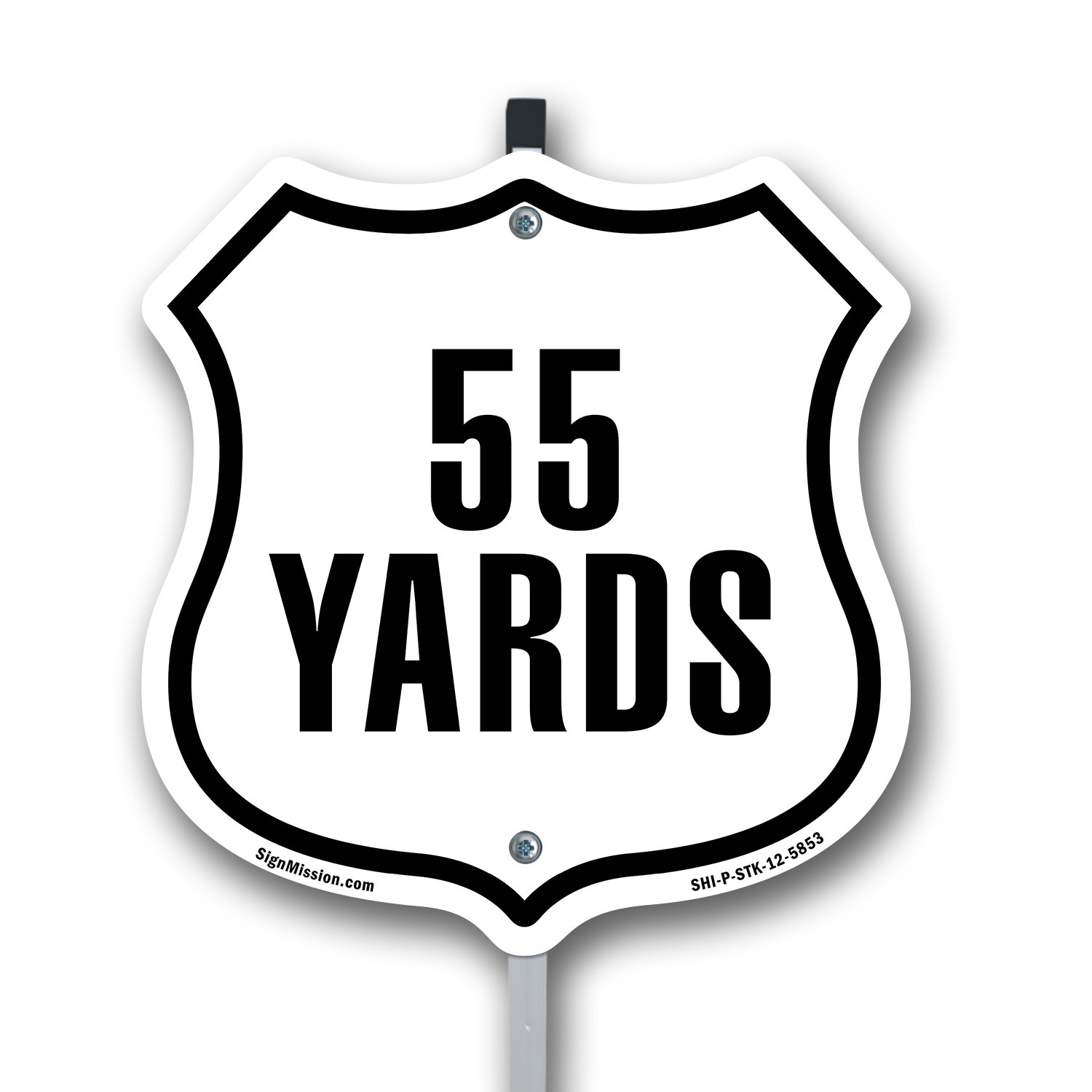 55 Yards Golf Course Running Race 5k Shield Shaped Sign With Stake