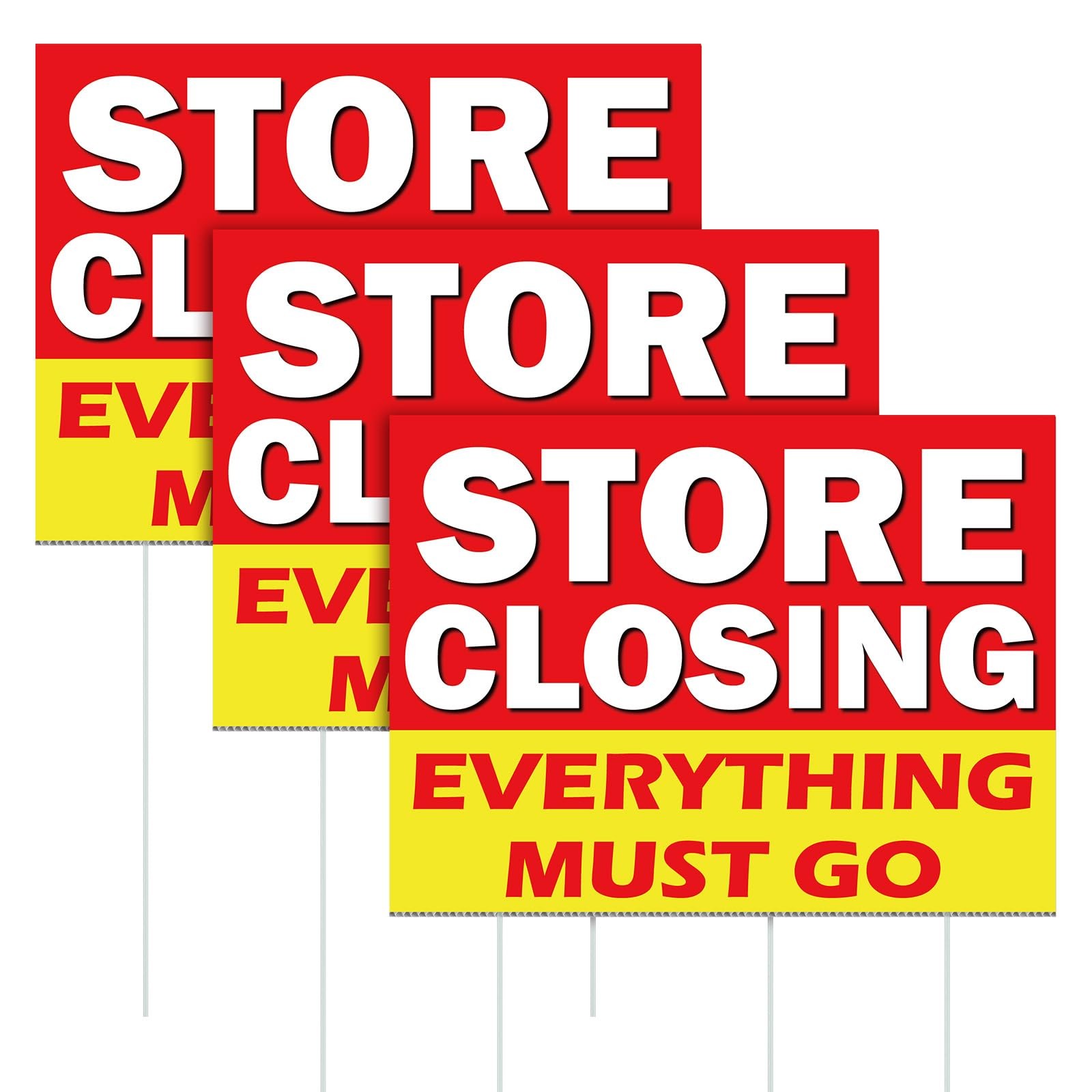 Leinuosen 3 Pcs Store Closing Everything Must Go Yard Signs with 6 Plastic Gr…