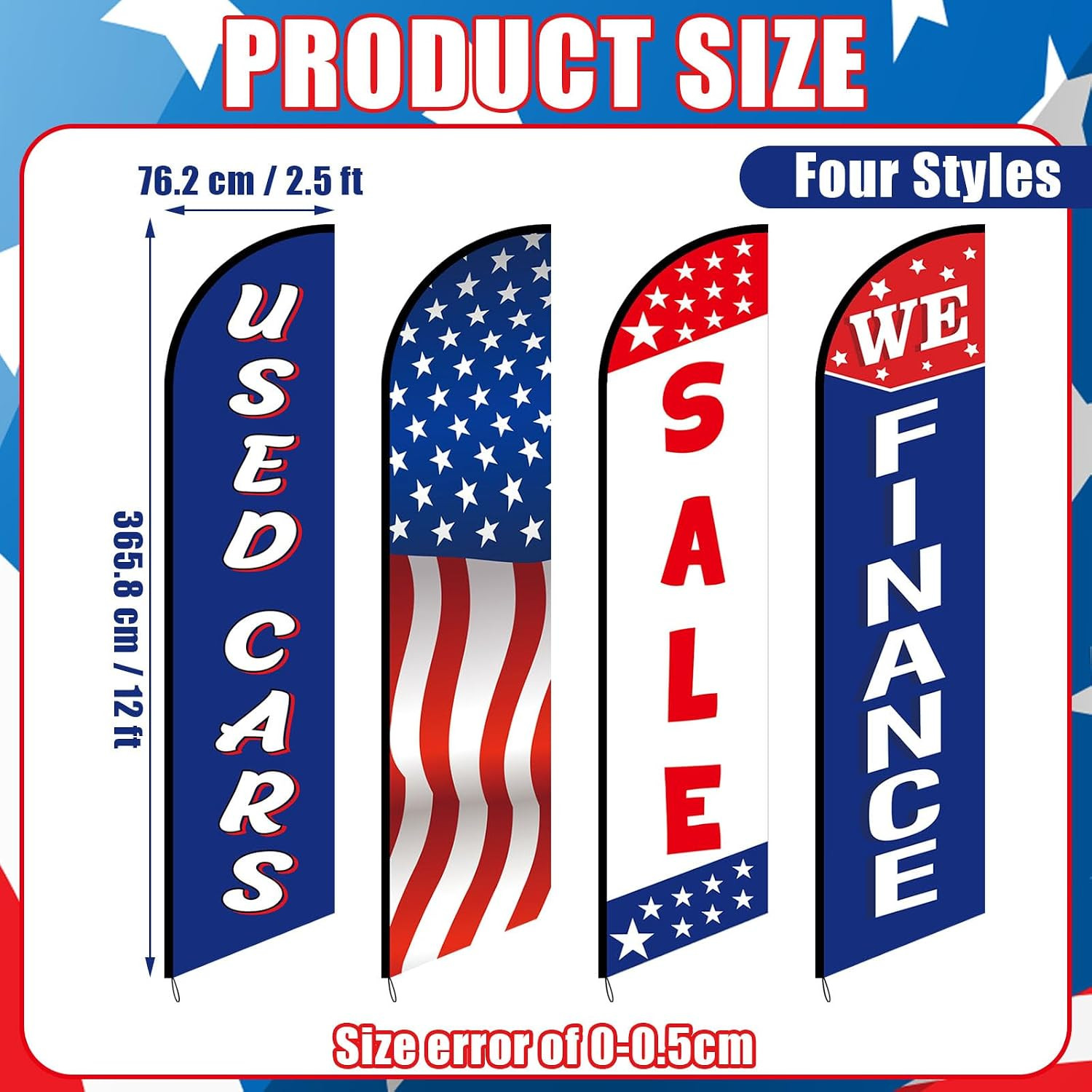 4 Pack Used Cars Flag Windless Swooper 12 Ft Lot Auto Swooper Feather Flags We F