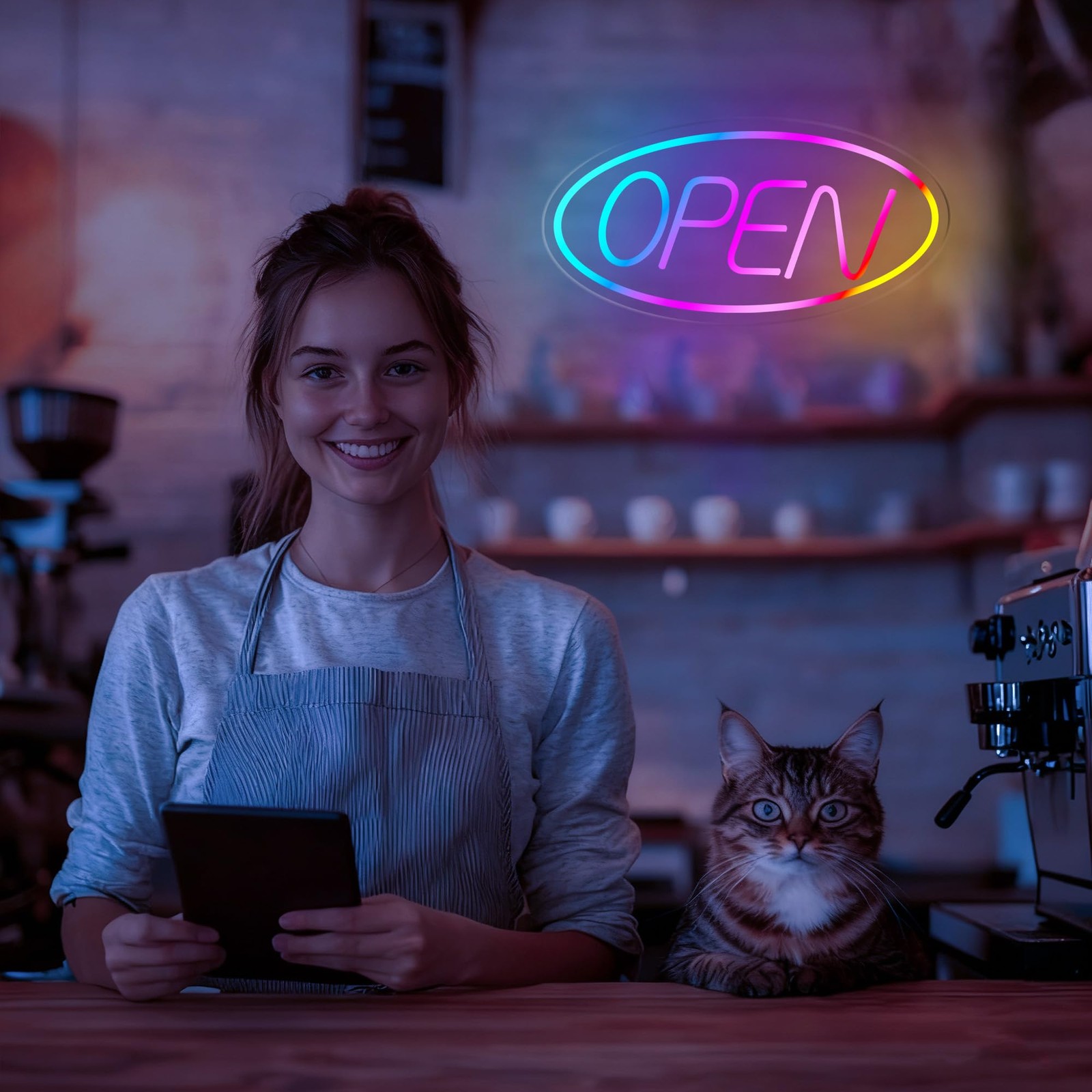 Open Signs for Business 16.5″x 9″ Dimmable Led for Storefront Window