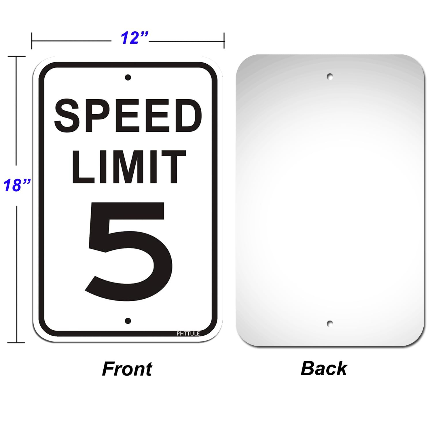 4 Pack Speed Limit 5 MPH Sign 12×18 Inch Reflective Aluminum Slow Caution