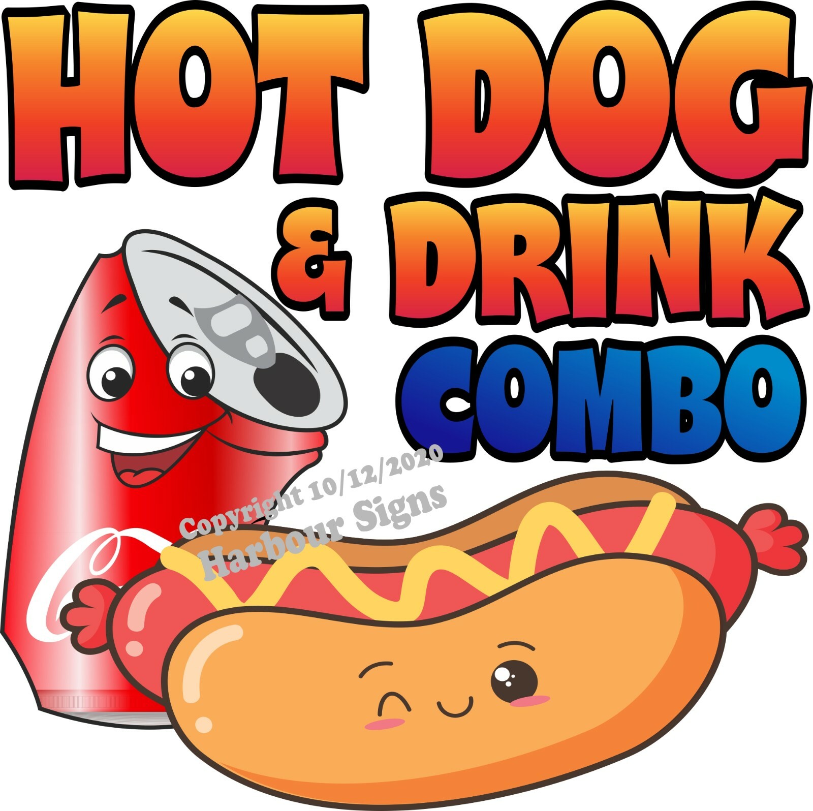 Hot Dog & Drink Combo DECAL (Choose Your Size) Food Truck Concession Sticker