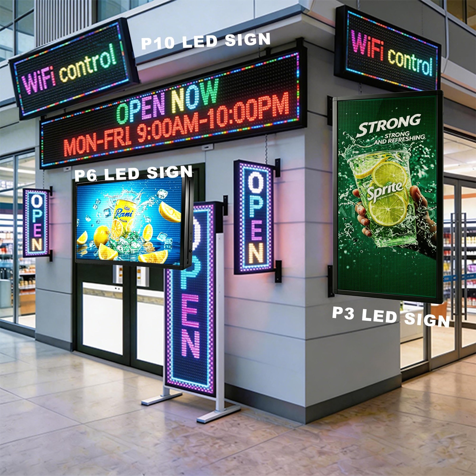 P10 Programmable Scrolling LED SIGN 40″×14″ LED Display, 4000cd/m³ High Brigh…
