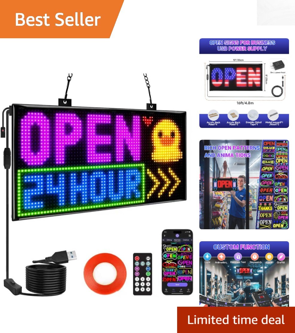 Multicolor Dual Row LED Open Sign 13″x8″ – Eye-Catching Business Display