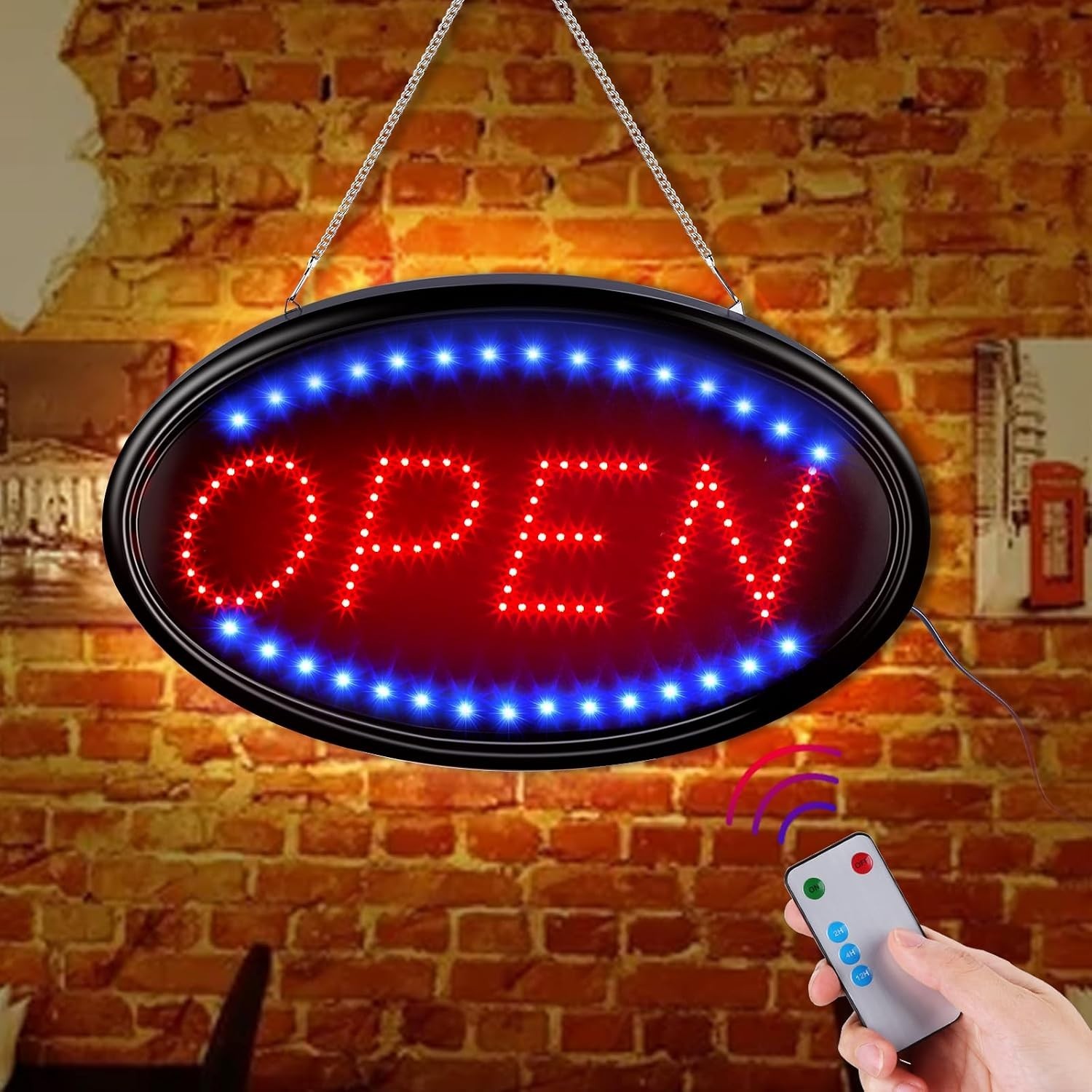 LED Open Sign, 23″x14″, with Remote, Timer & Flash/Steady Modes | Ultra brigh…