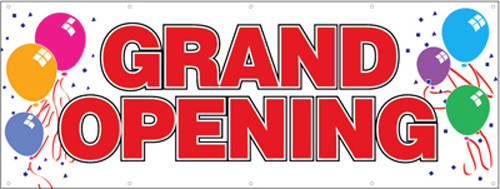 4×12 ft GRAND OPENING Vinyl Banner Sign New – Balloons wb