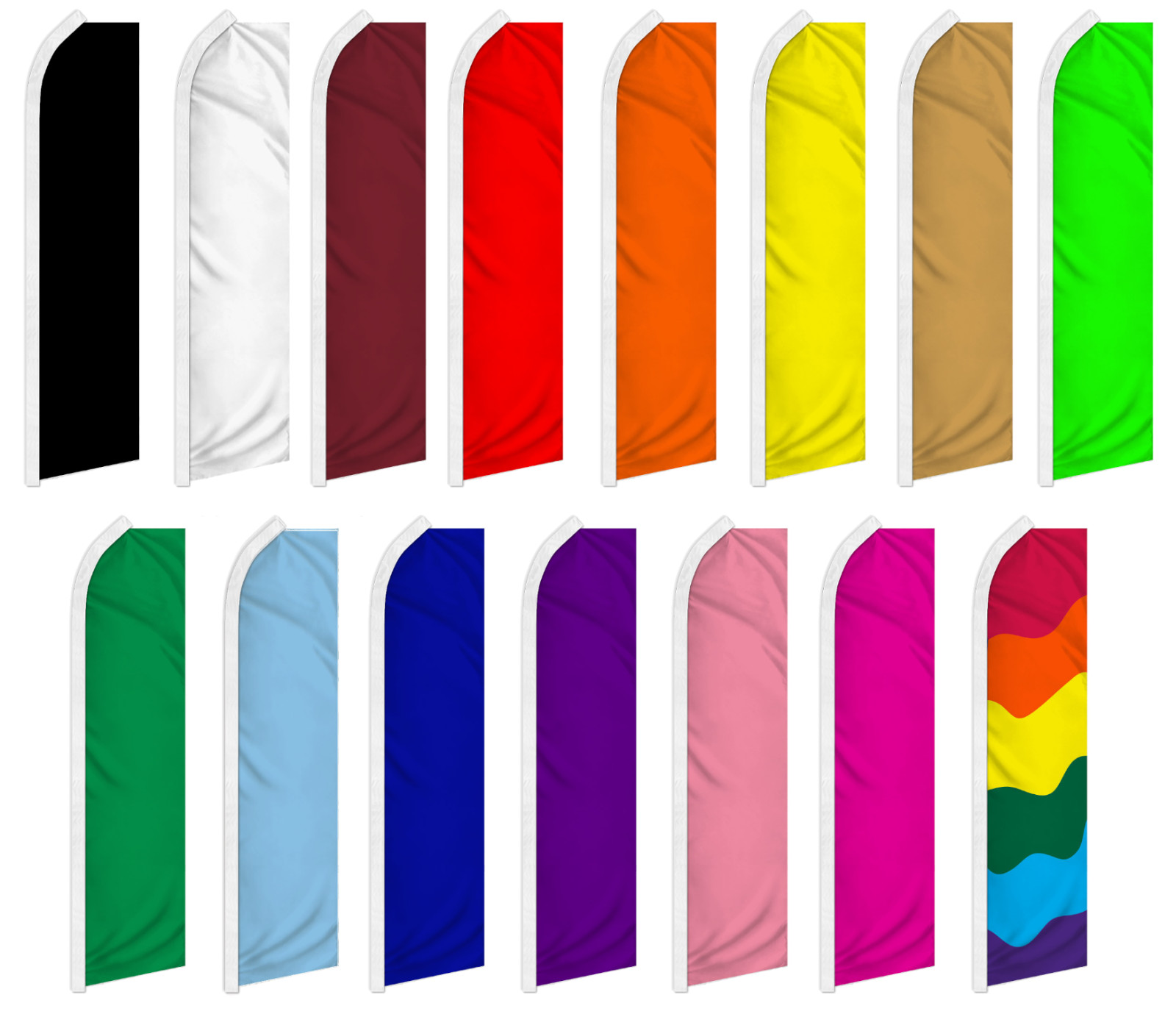 Solid Color Swooper Feather Flutter Flag Color Promotional Flags
