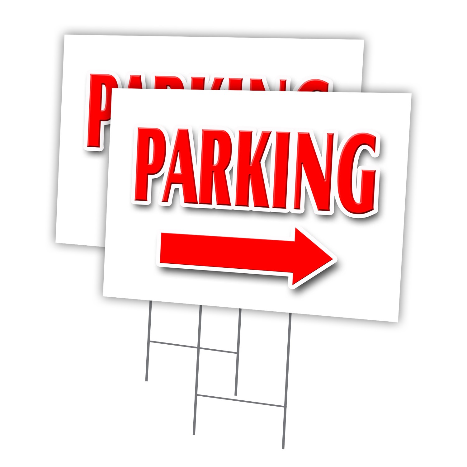 Parking Right Arrow Multi-Pack of Yard Signs & Stake plastic coroplast window
