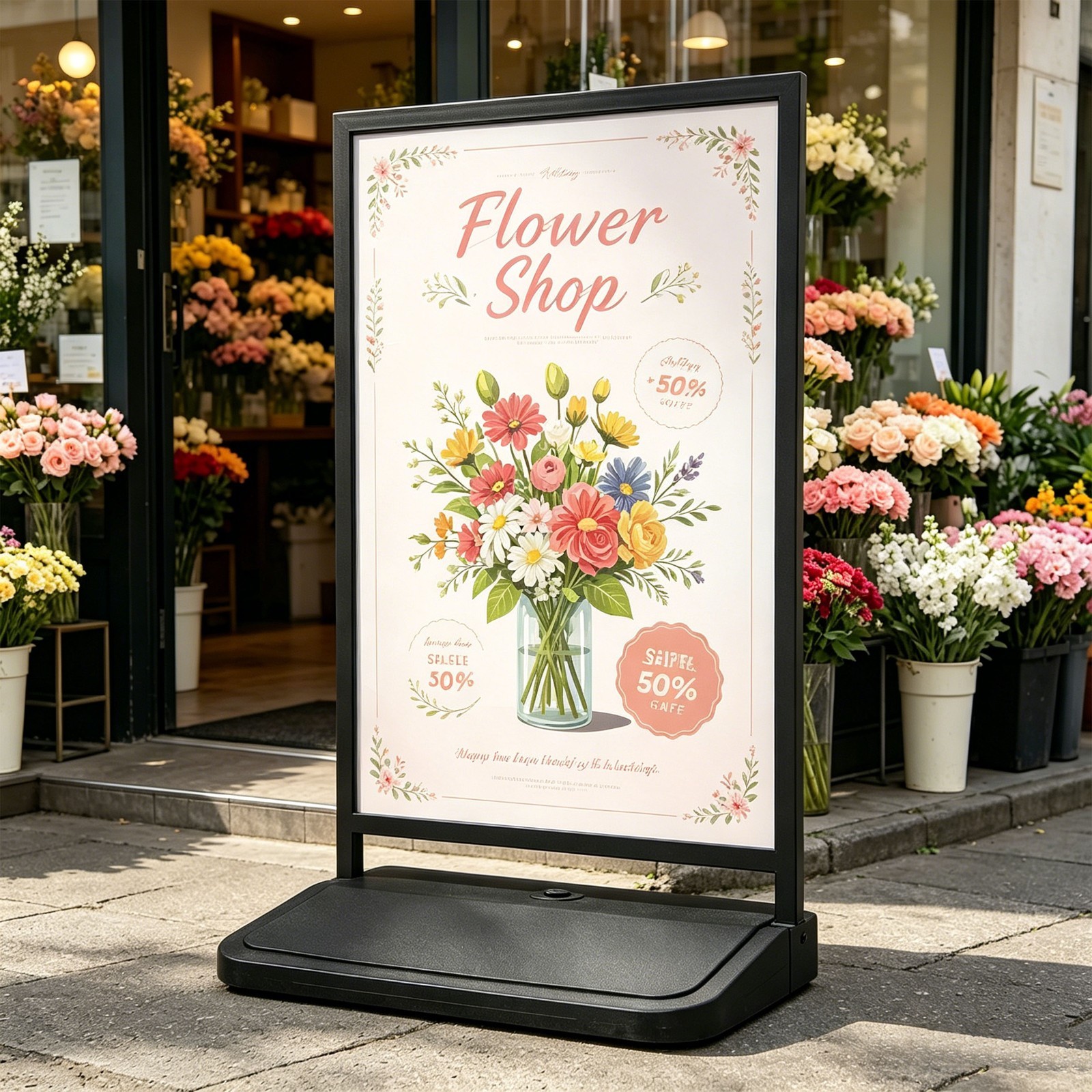 24″x36″ Outdoor/Indoor Advertising Holder Water Filled Base，Sidewalk Sign Holder