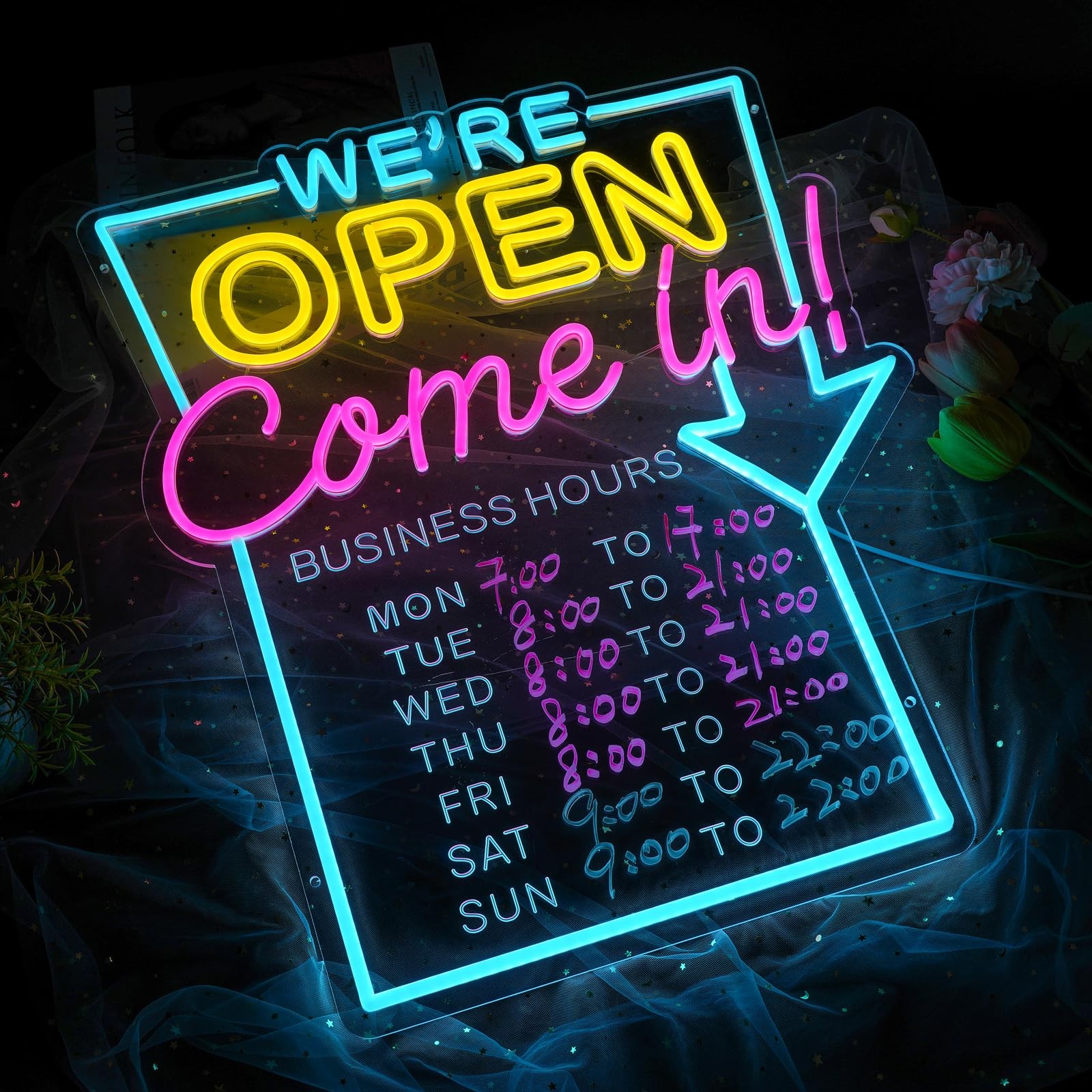 MissAudrey Open Neon Sign for Business with Cycle Timer,We’re Open Come In Bu…