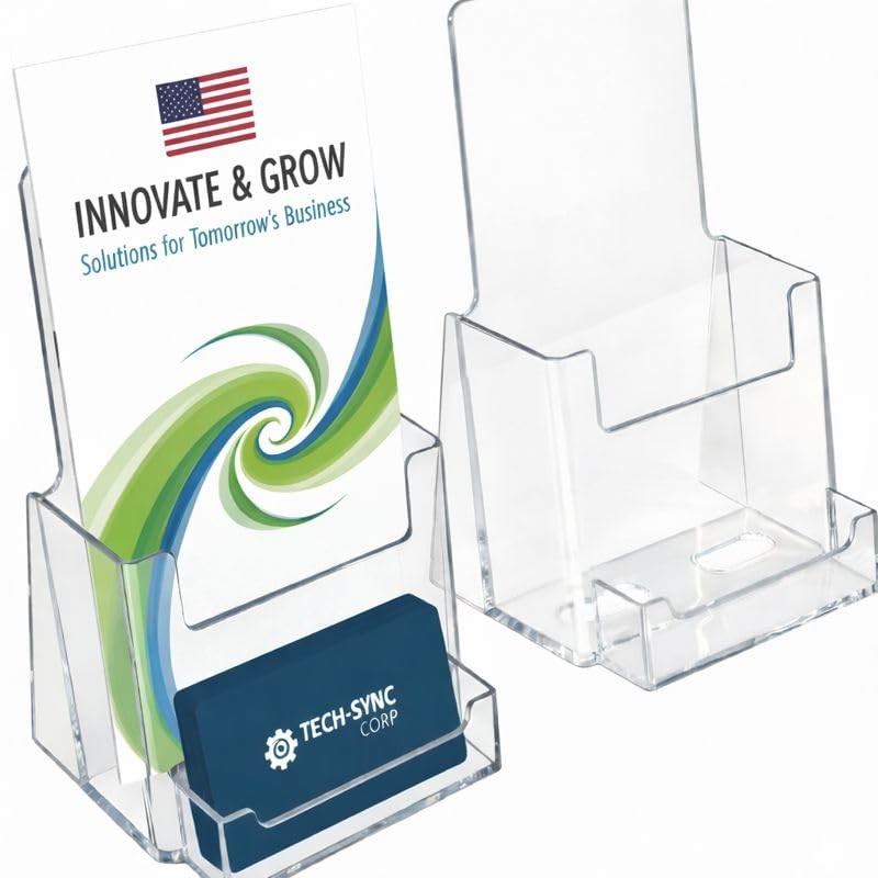 Azar Displays 252922-2PK Counter Trifold Brochure Holder with 2-Pack, Clear