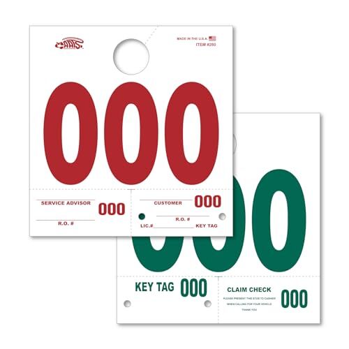Heavy Stock Service Dispatch Numbers – Side Padded Car Dealership Hang Tags