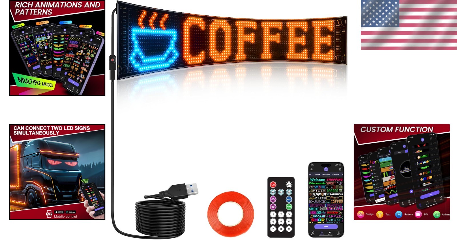 Full Color Scrolling LED Sign Bluetooth Control