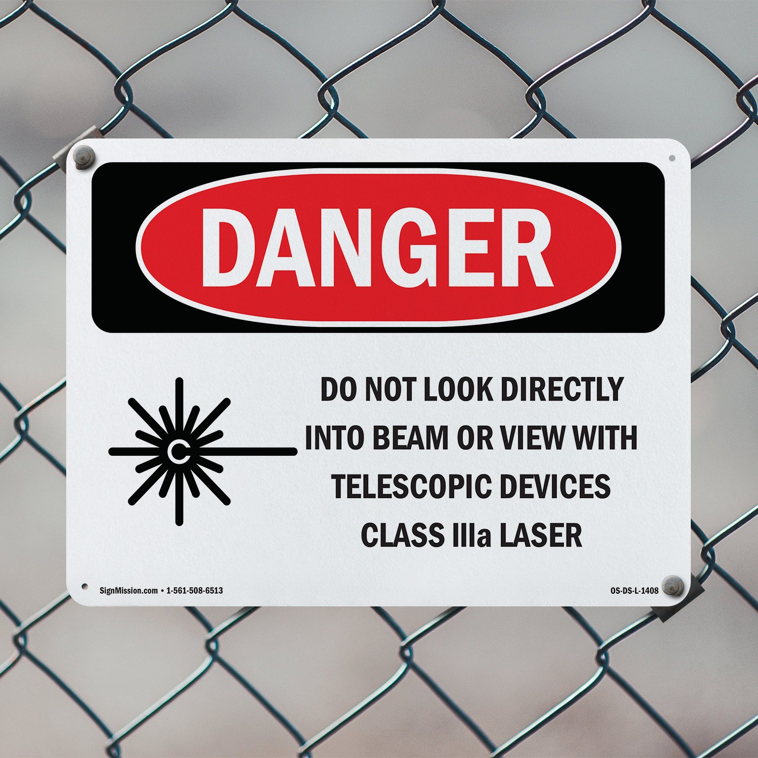 Do Not Look Directly Into Class IIIb Laser OSHA Danger Sign, Decal 5 or 10 Pack