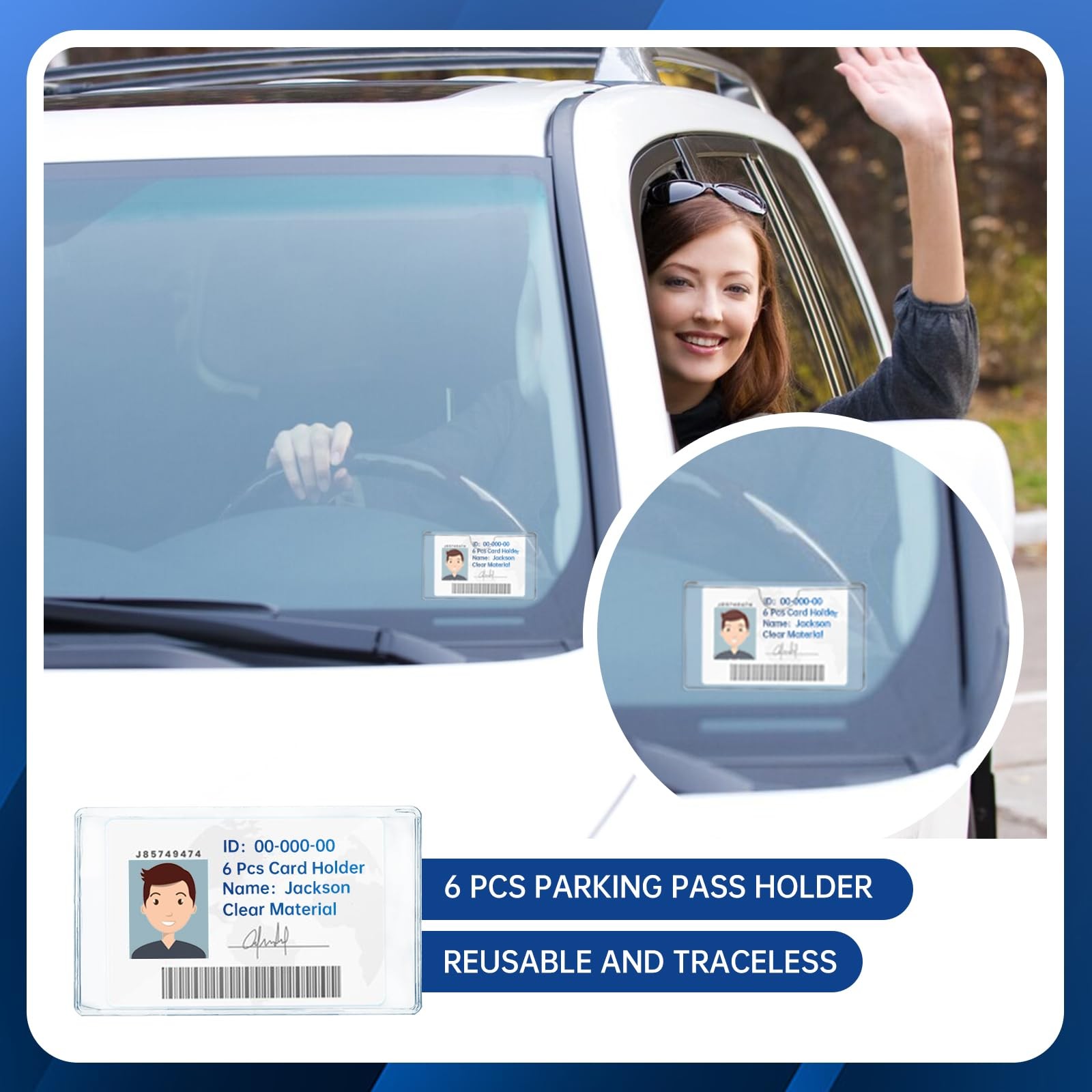 DLUGOPIS 6 Pcs Car Business Card Holder Display Parking Pass Clear