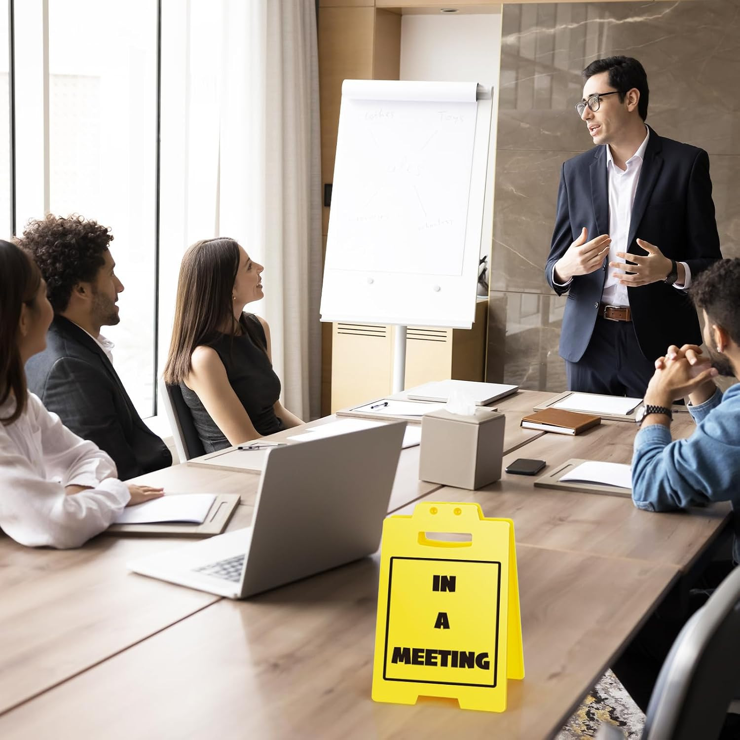 In a Meeting Desk Sign – Meeting in Progress Indicator, Conference Room Occupied