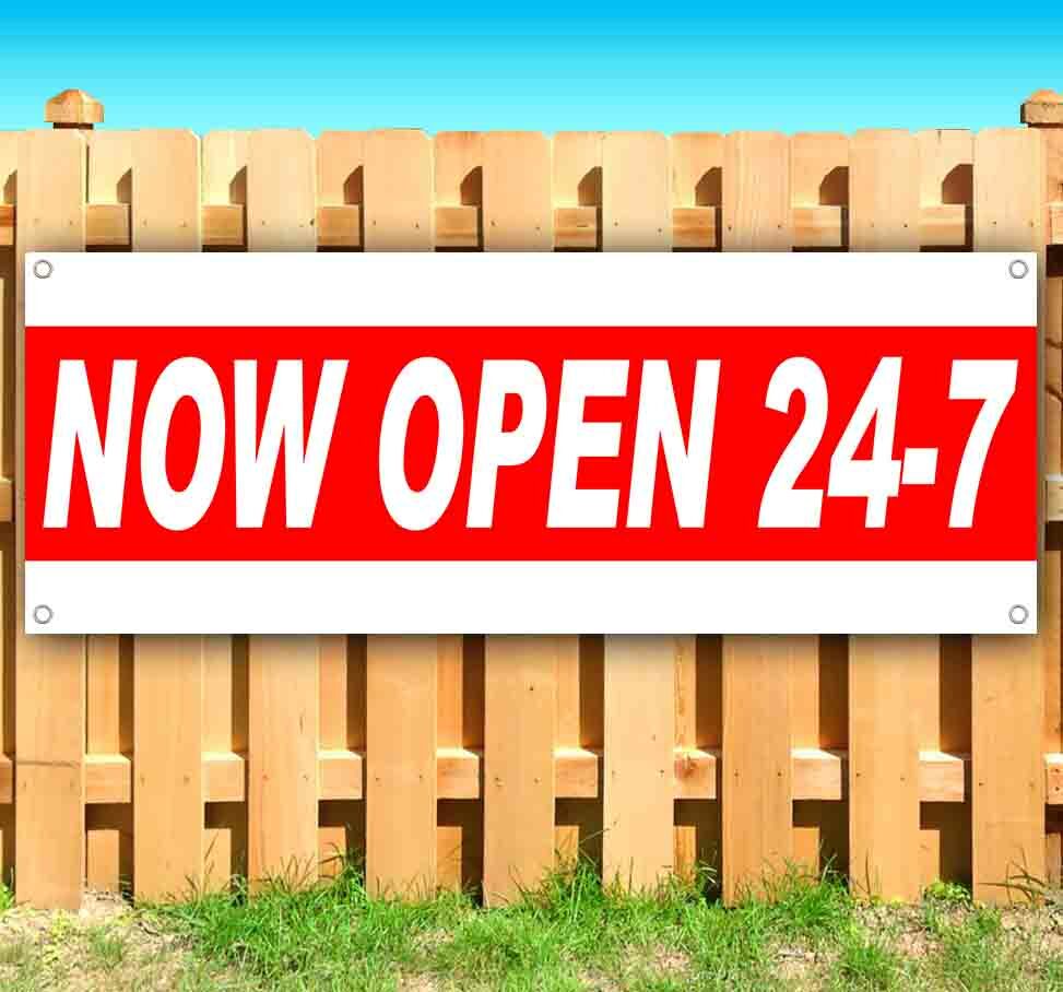 NOW OPEN 24-7 Advertising Vinyl Banner Flag Sign Many Sizes