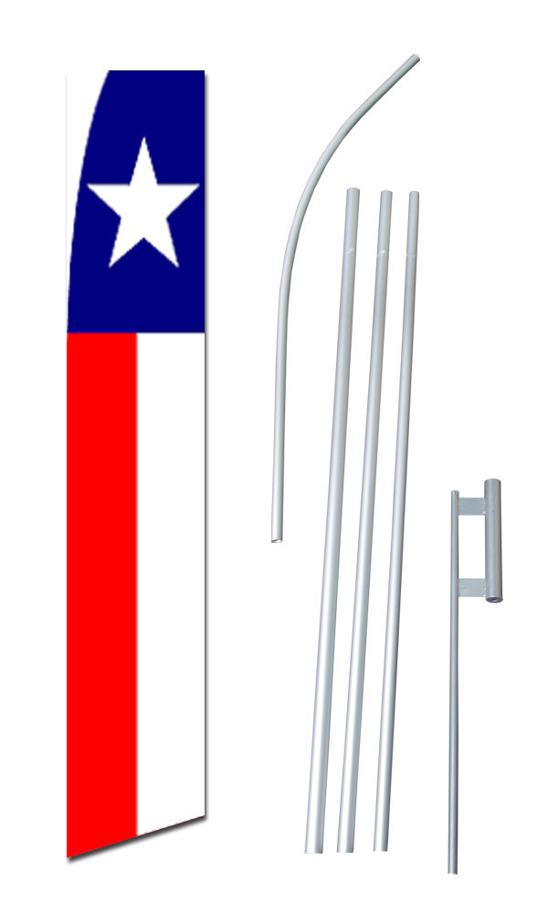 Texas Banner Flag Sign Display Kit Swooper Bow Feather 15 Tall