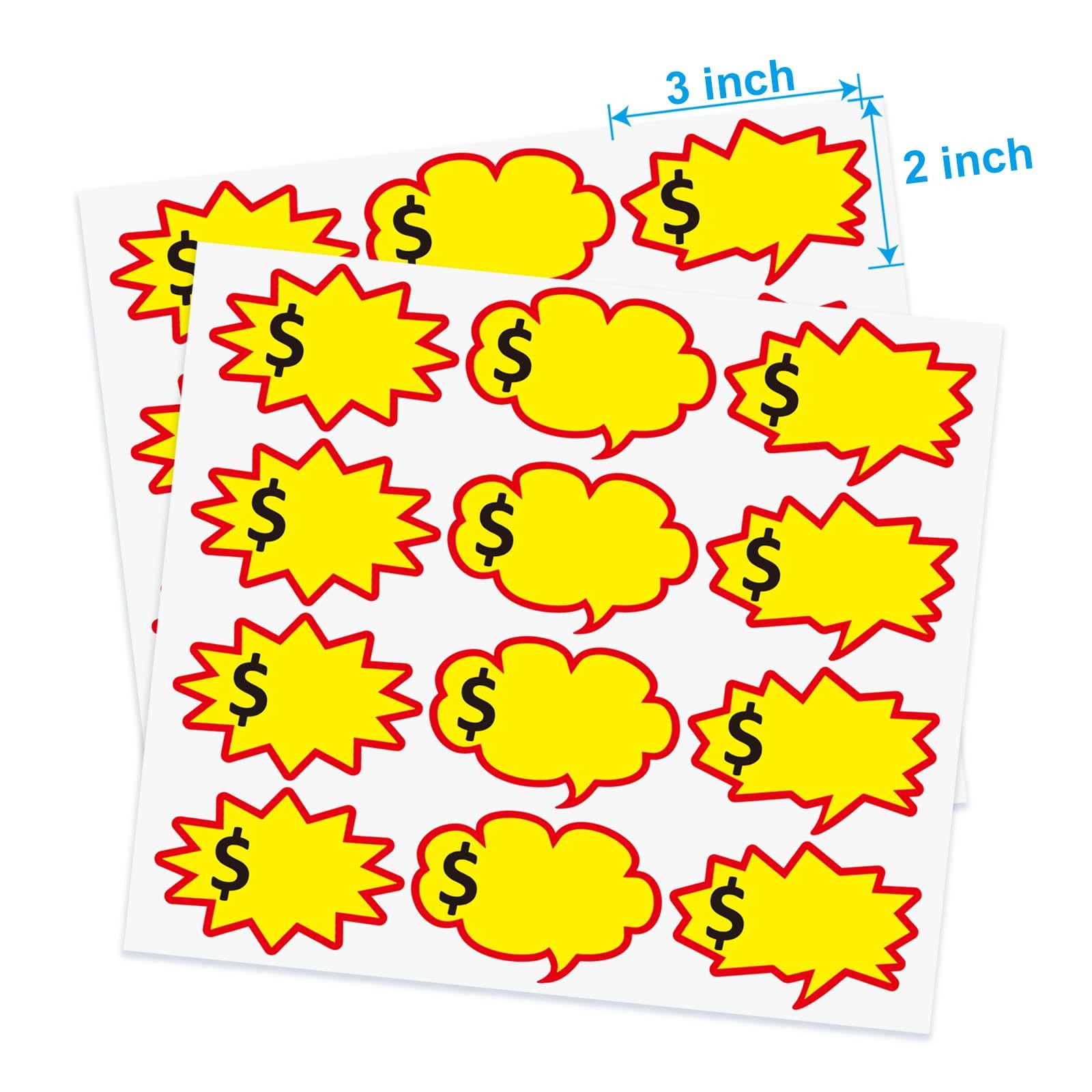 Removable Adhesive Yard Sale Price Tag Stickers, 3×2 inch