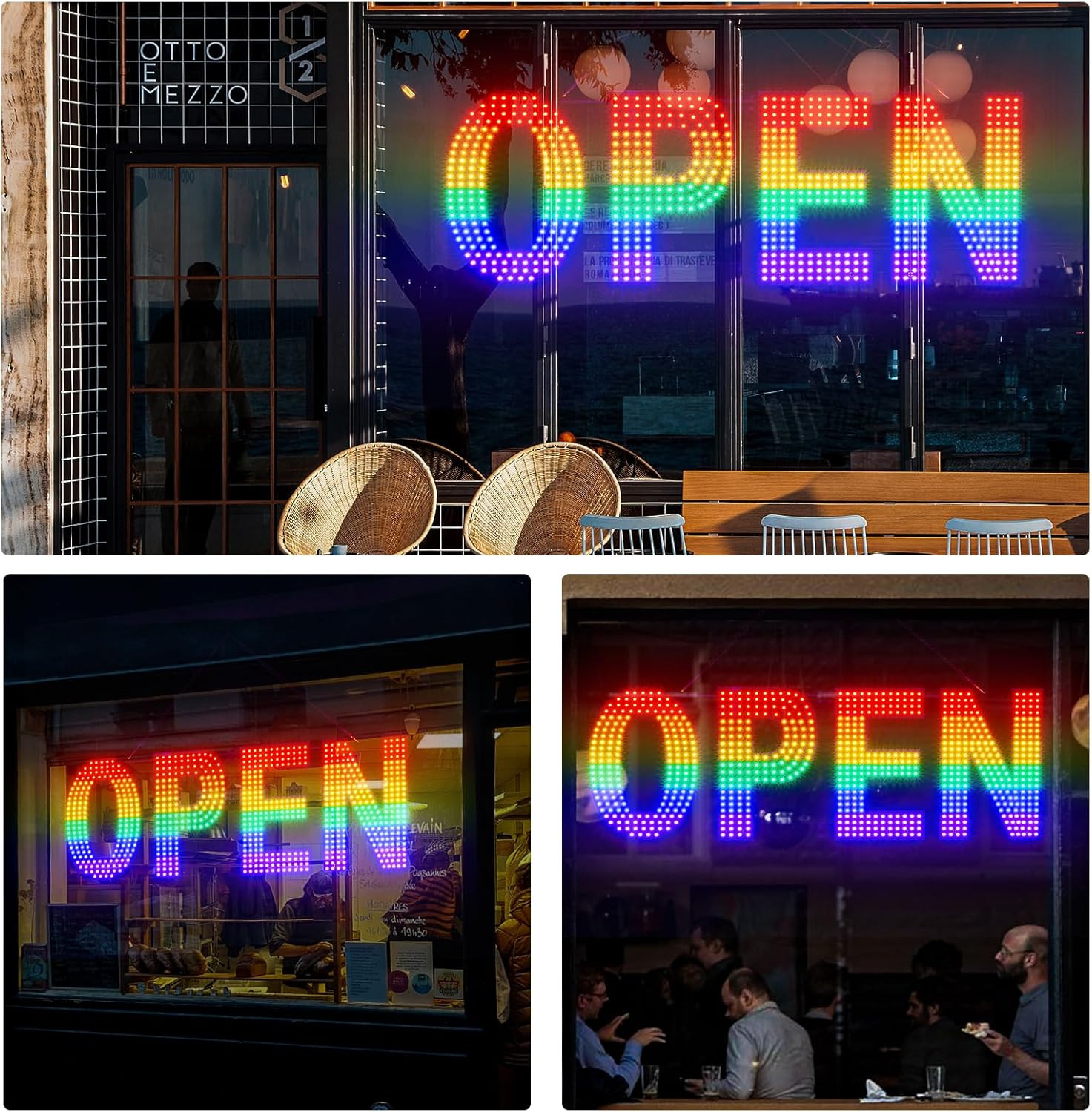 Vibrant LED Open Sign, 30×10 Inch Rainbow Light for Shops, Cafes & Bars