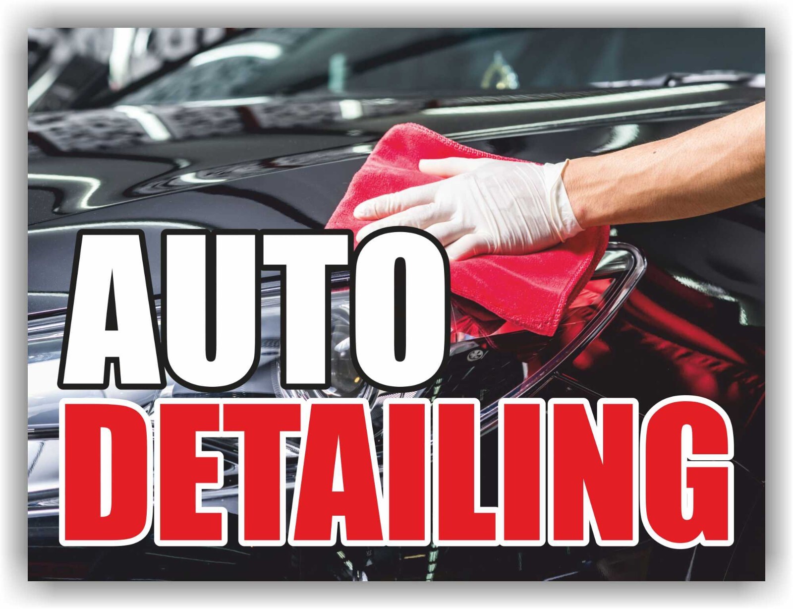 AUTO DETAILING Yard Sign Corrugate Plastic with H-Stakes Car Wash Service Garage