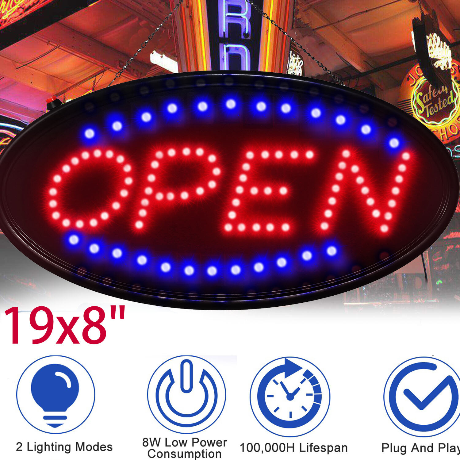 LED Store Open Business Sign Ultra Bright Neon Light Animated Motion with ON/OFF