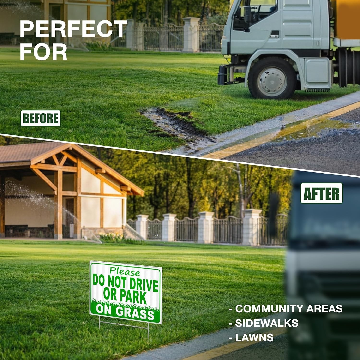 Yard Marker: Effective 2-Pack Keep Off Grass Do Not Drive Plastic W/ Stakes 12×8