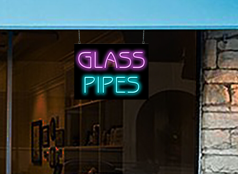Glass Pipes Neon Sign – Large 24″ x 18″ – Real Neon Sign Attracts More Customers