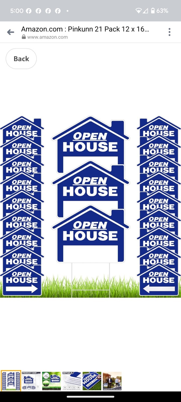 Pinkunn 21 Pack 12 x 16 Inch Open House Signs Double Sided Estate Sale Signs…
