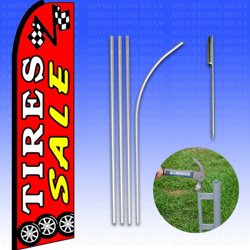 Feather Flag Swooper Advertising Flag Banner Sign 15′ Tall Kit – TIRE SALE Red