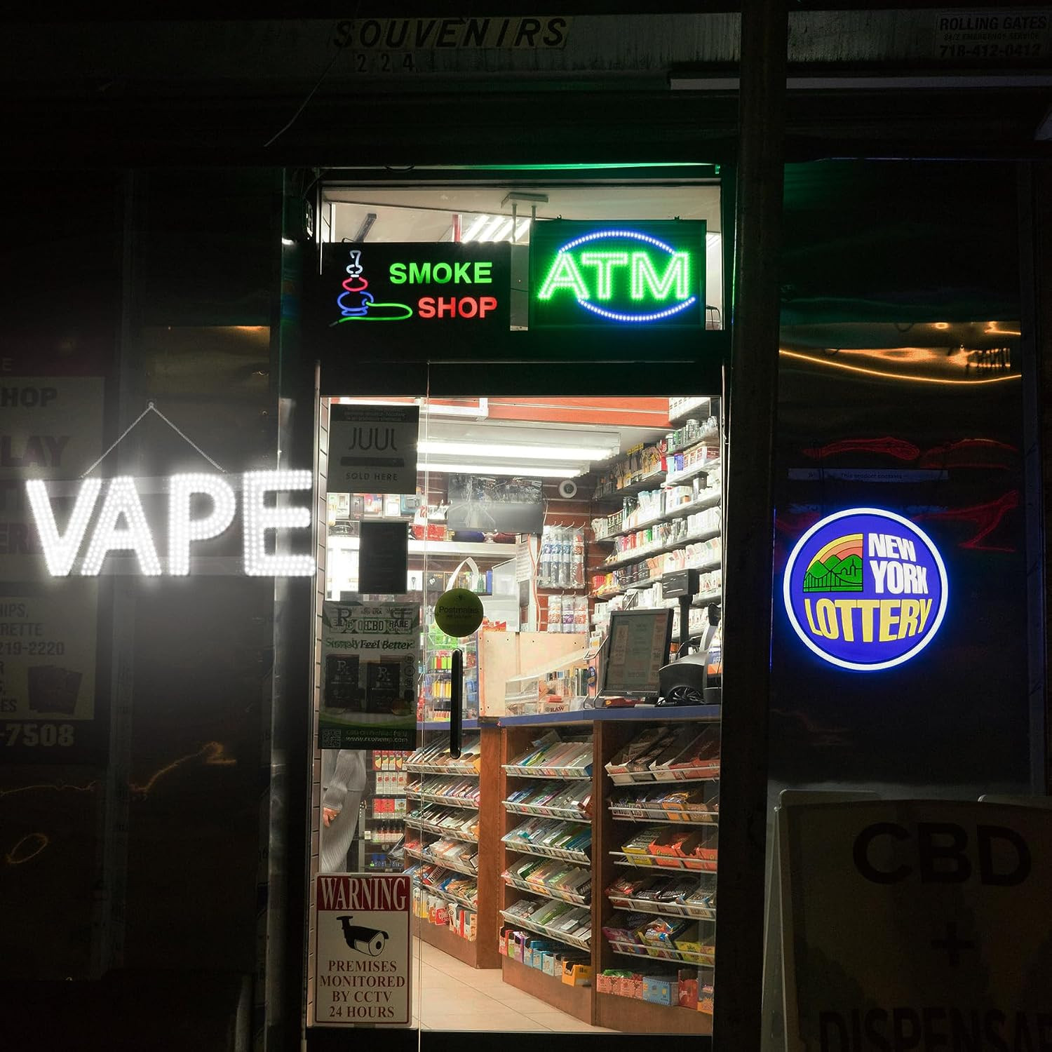 LED VAPE Sign for Business,32X10 Inch Vape Smoke Sign Led for Window Wall Door W