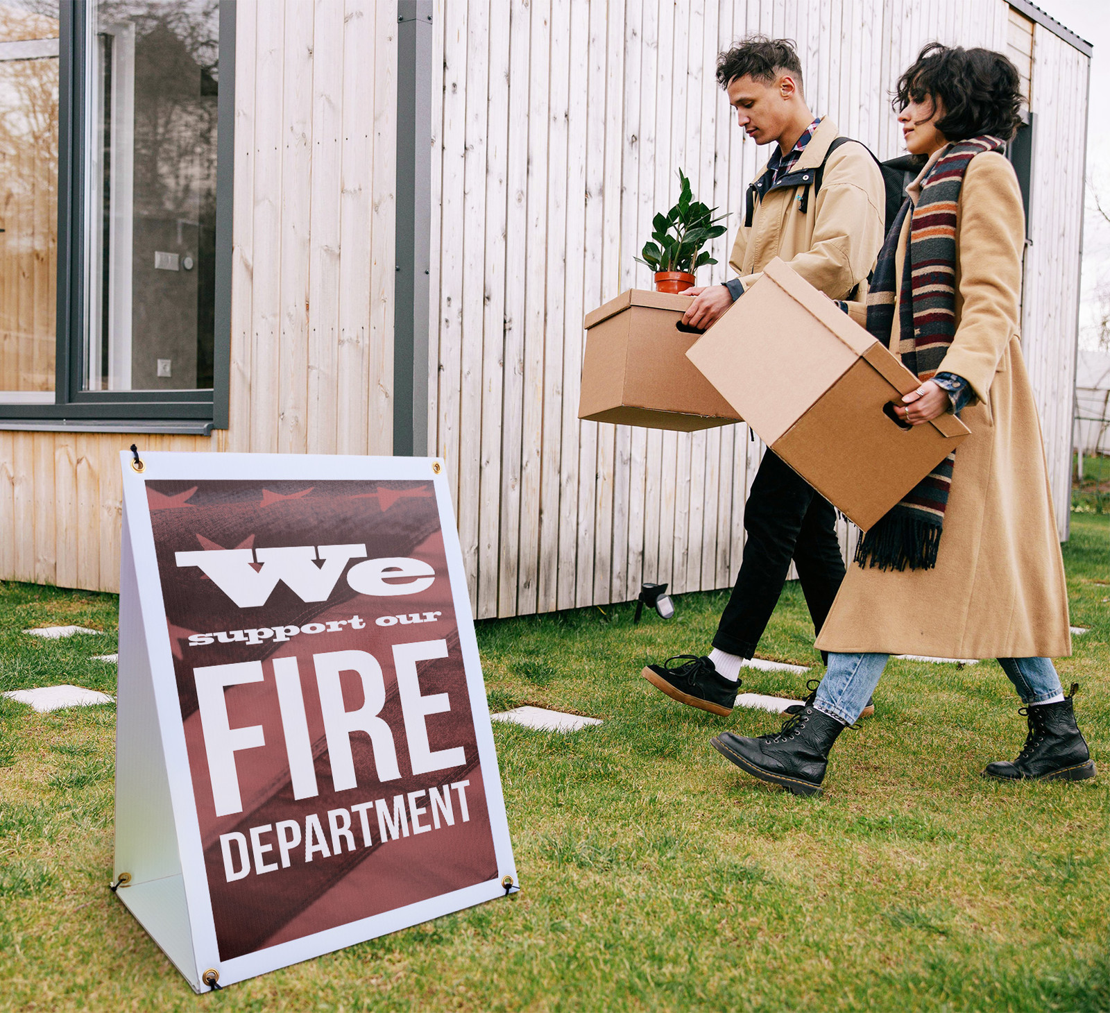We Support our Fire Department A-Frame Sidewalk Sign Community Support Bold