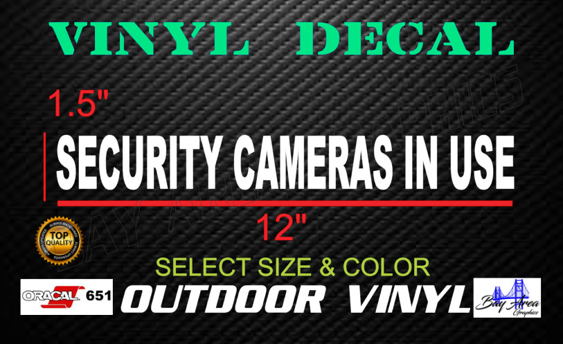 Security Cameras In Use Decals 2X Outdoor Waterproof Window EXTERIOR vinyl