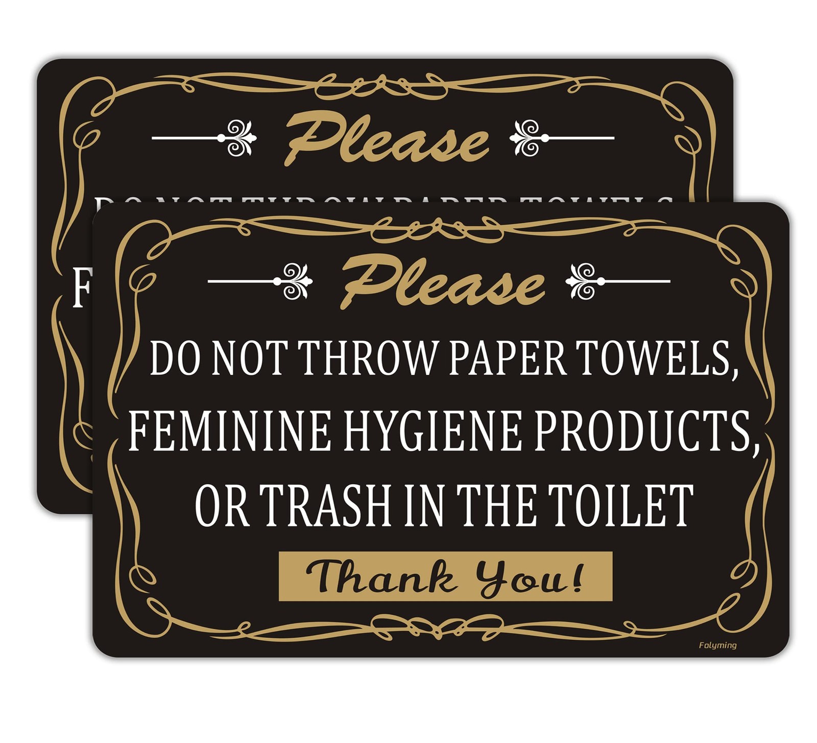 2 Pack Do Not Throw Paper Towels Feminine Hygiene Products Or Trash In The To